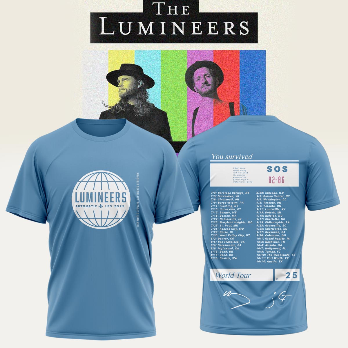 The Lumineers Automatic World Tour 2026 T-Shirt