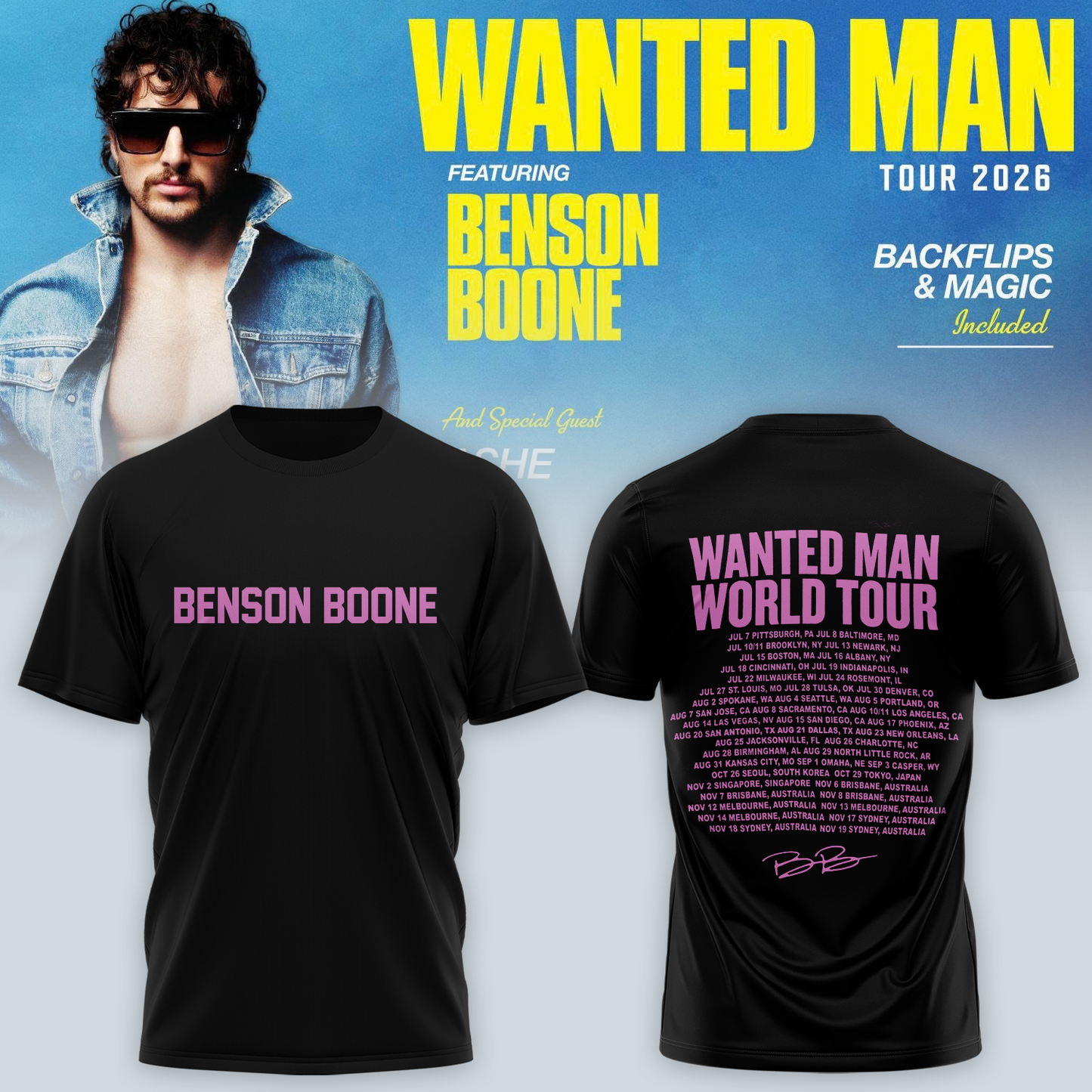 Benson Boone Wanted Man signed T-Shirt