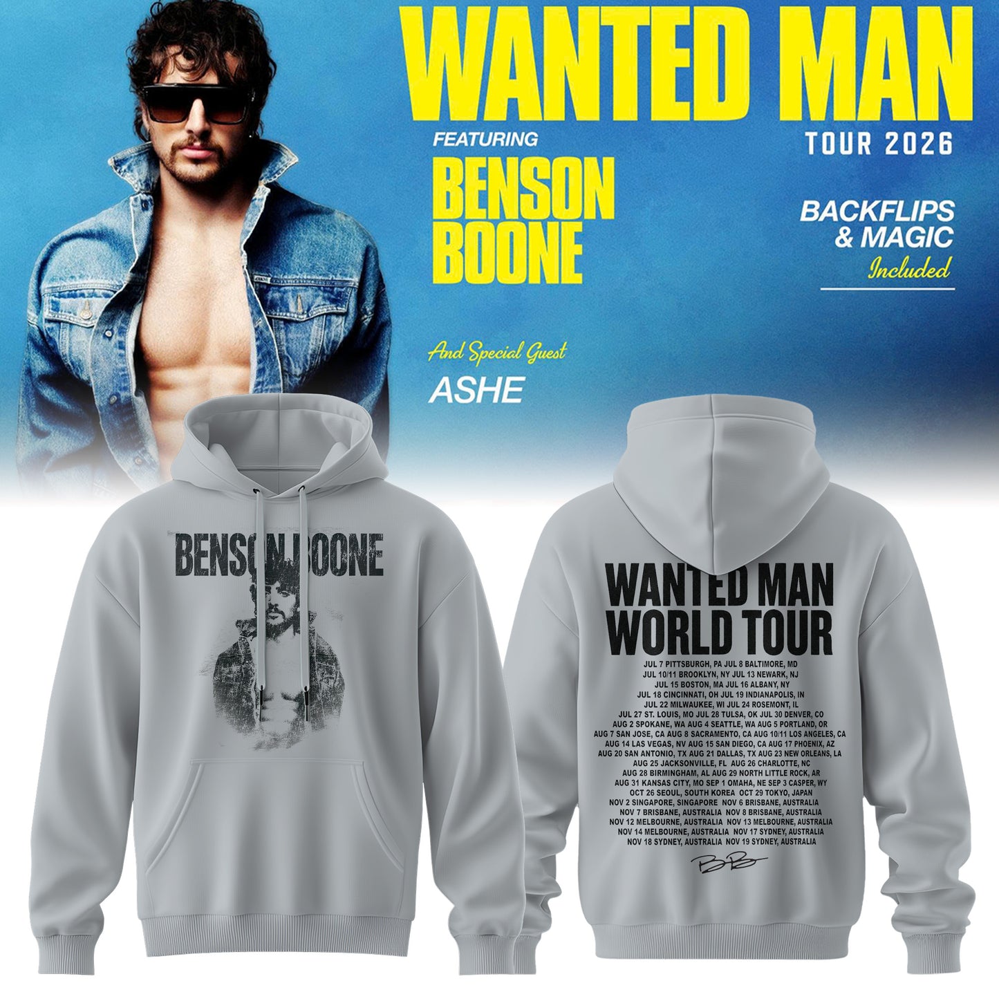 Benson Boone Wanted Man signed Hoodie