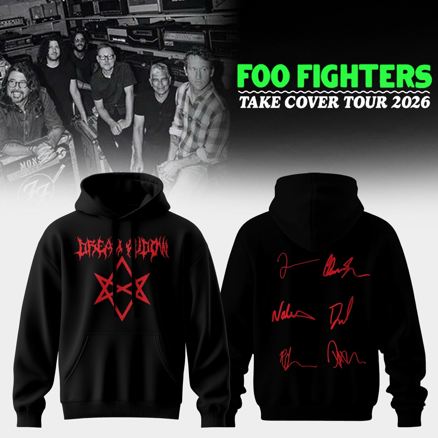 ..Foo Fighters ”Take Cover Tour 2026” Limited Edition Signature - Hoodie