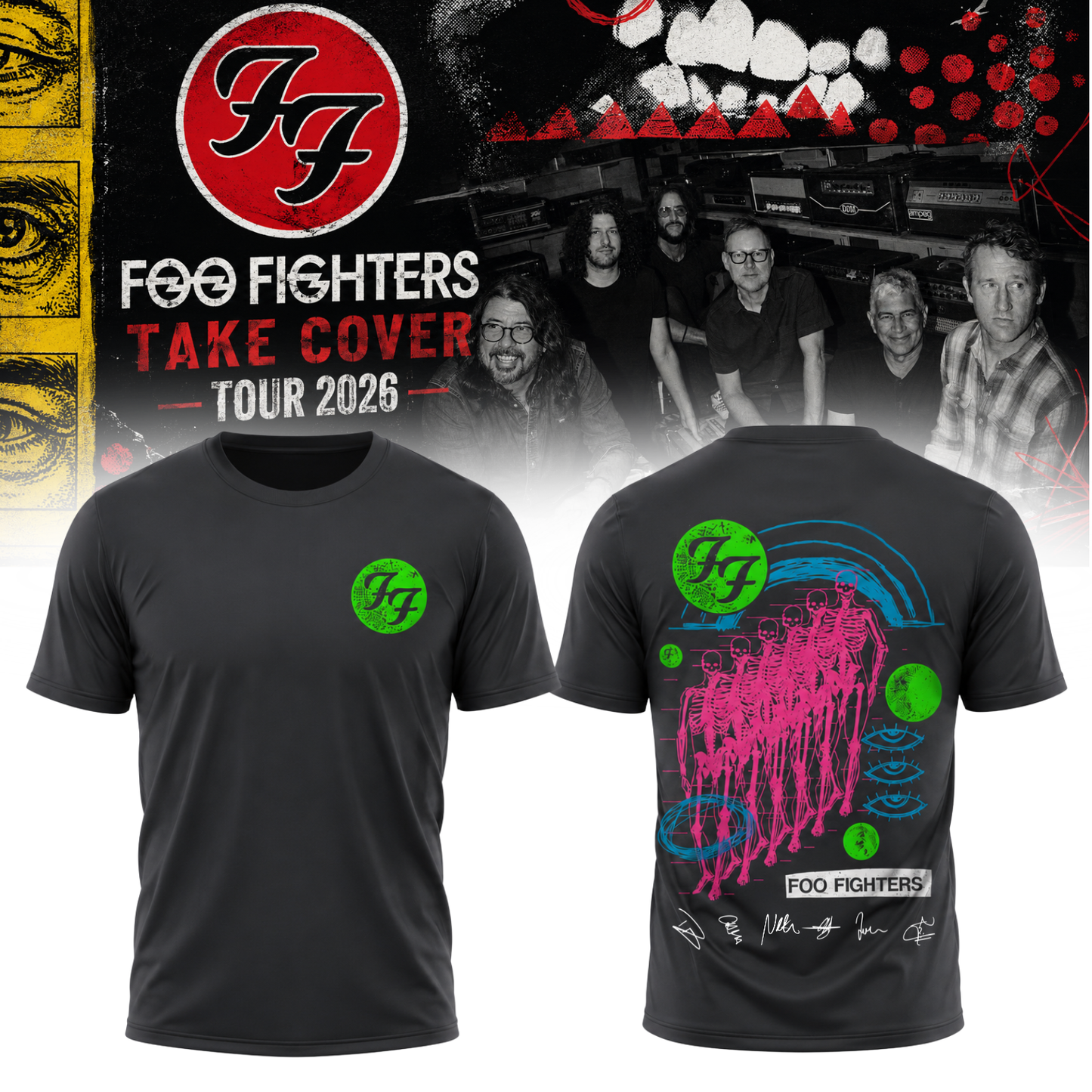 Foo Fighters ”Take Cover Tour 2026” Signature Limited Edition – Tshirt