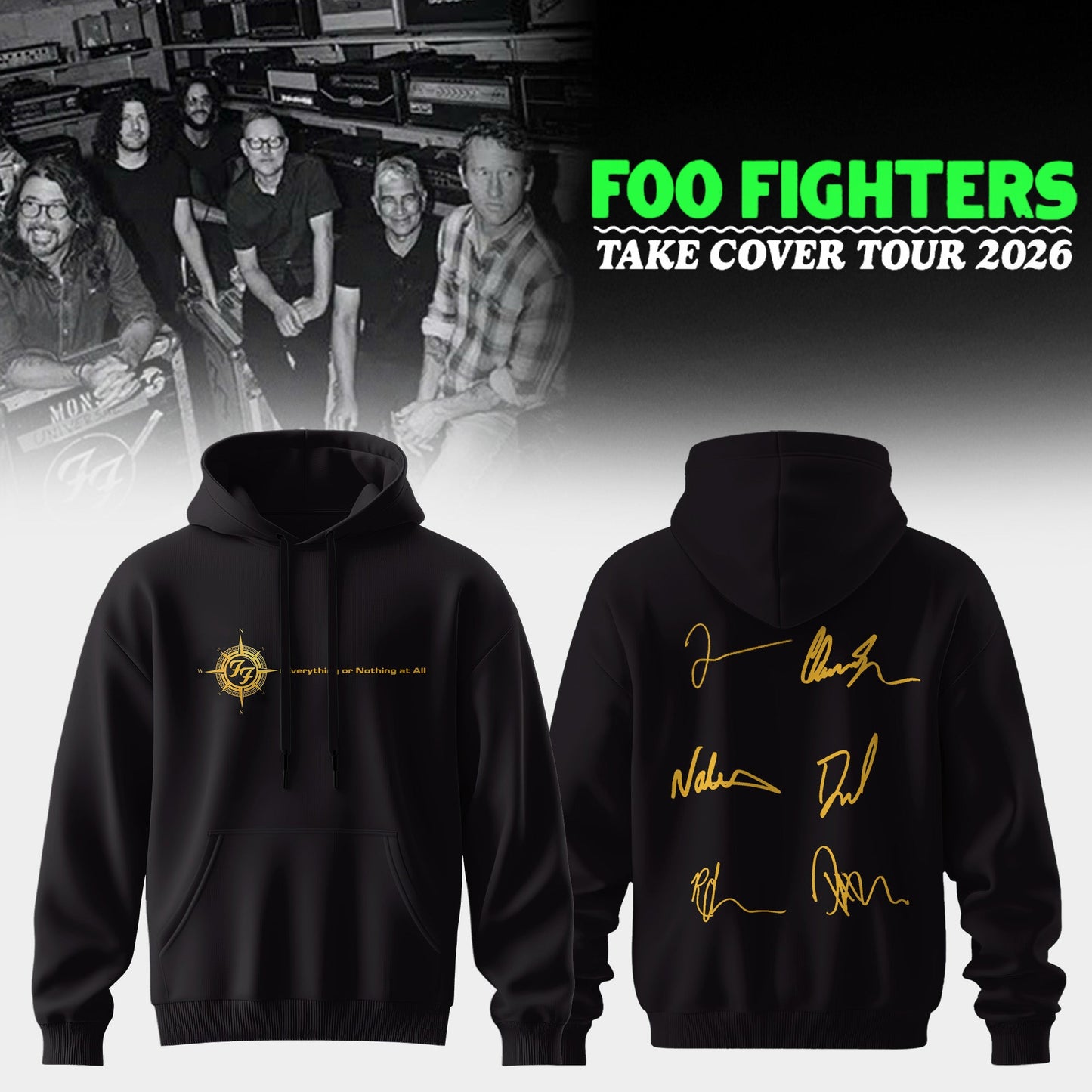 ..Foo Fighters ”Take Cover Tour 2026” Limited Edition Signature - Hoodie