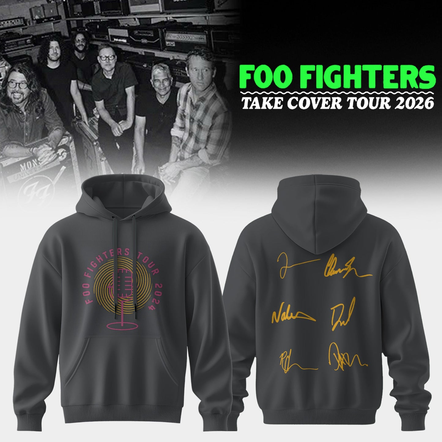..Foo Fighters ”Take Cover Tour 2026” Limited Edition Signature - Hoodie