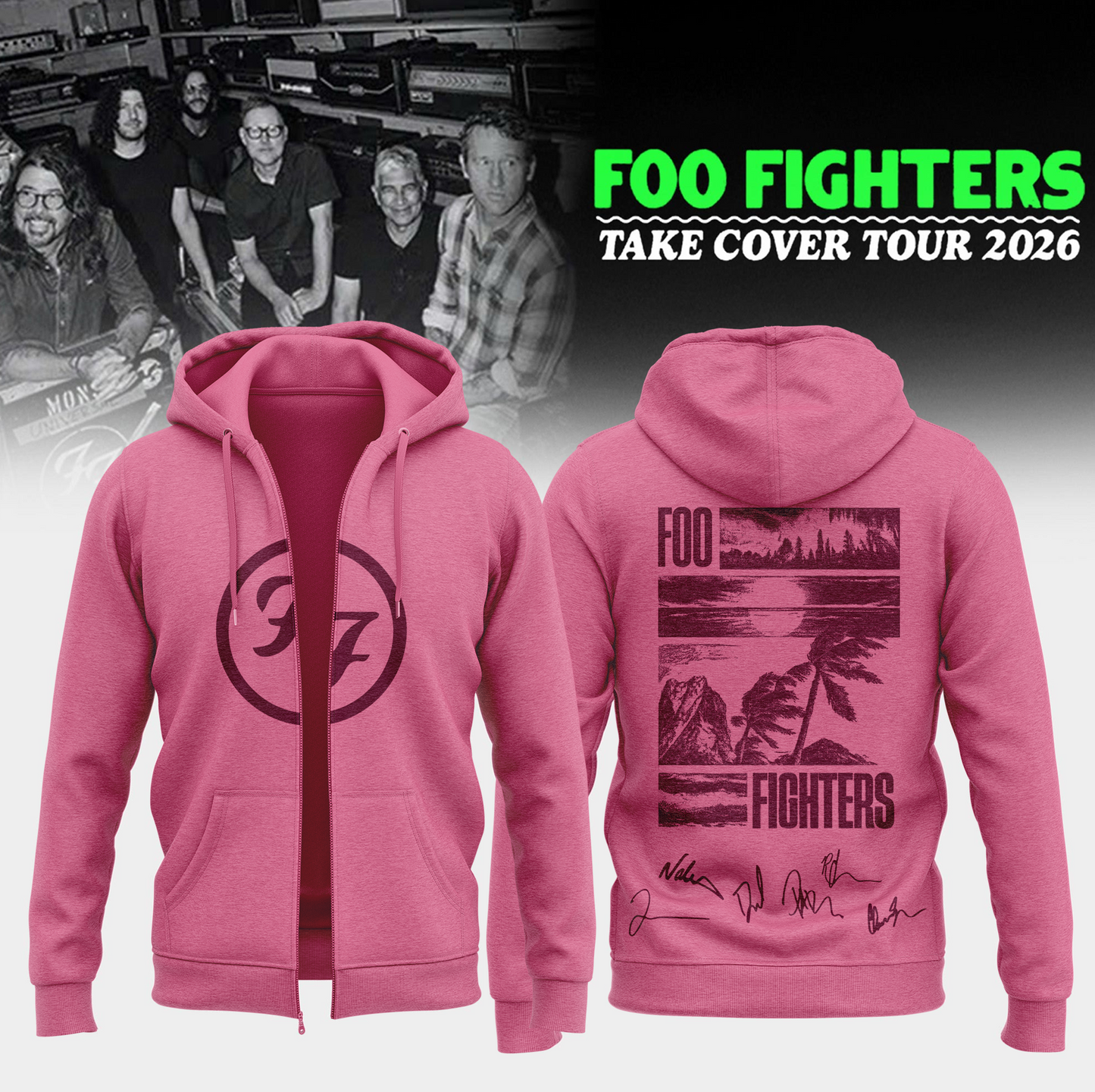 ...Foo Fighters ”Take Cover Tour 2026” Limited Edition Signature - Zip Hoodie