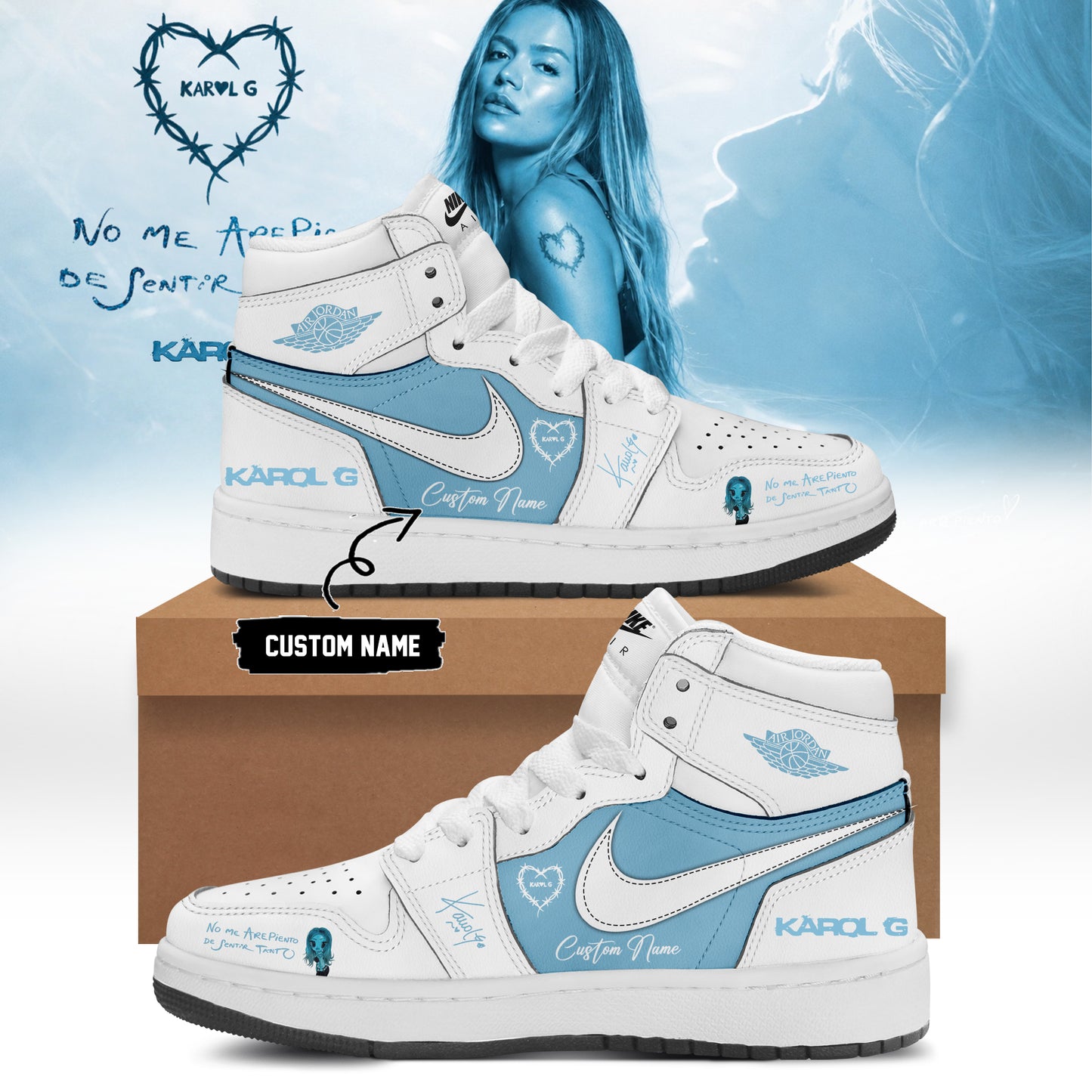 _Karol G “ NO ME ARREPIENTO DE SENTIR TANTO ” 🩵 Signature Limited Edition – Shoes 8