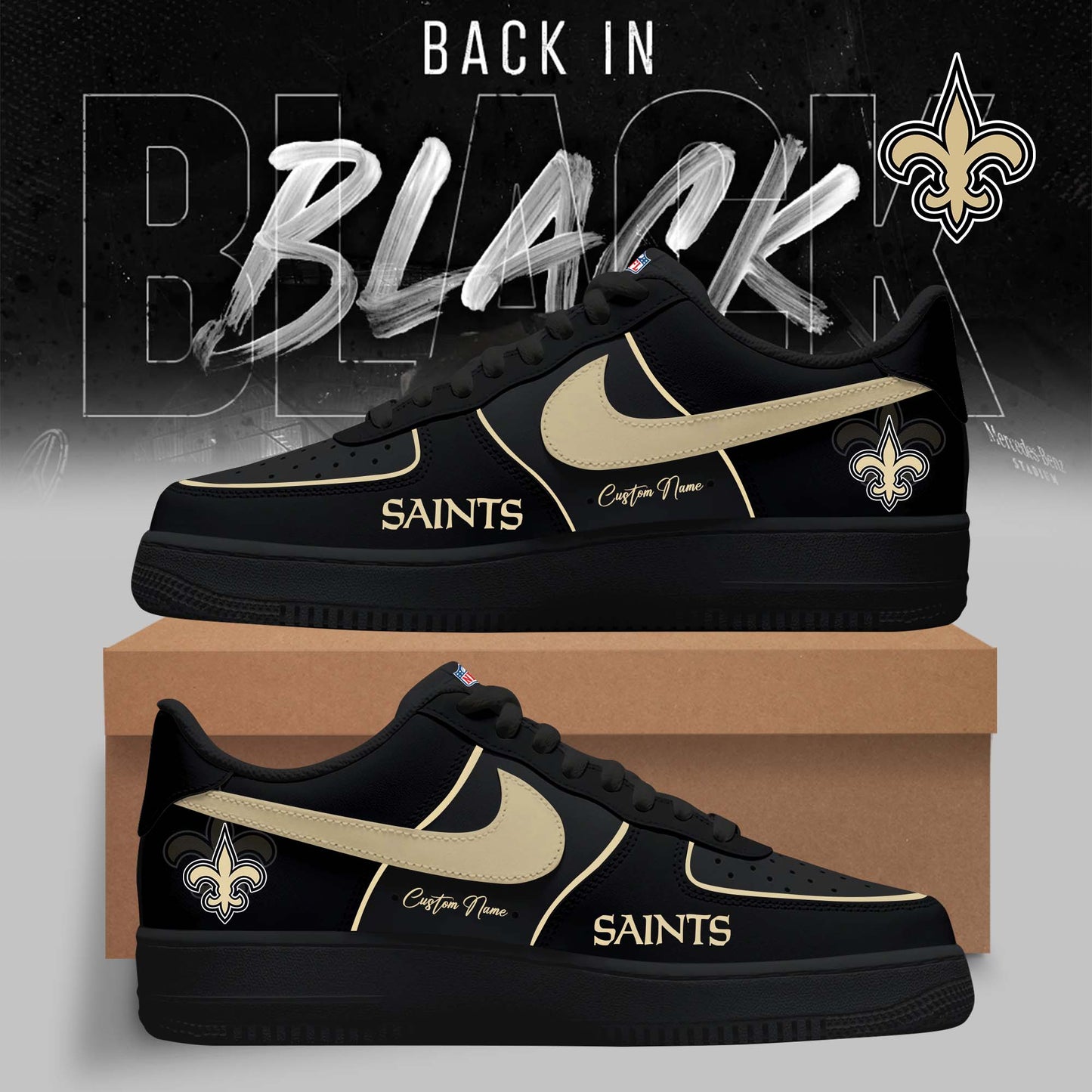 New Orleans Saints – 2025 Back In Black Limited Edition AF1