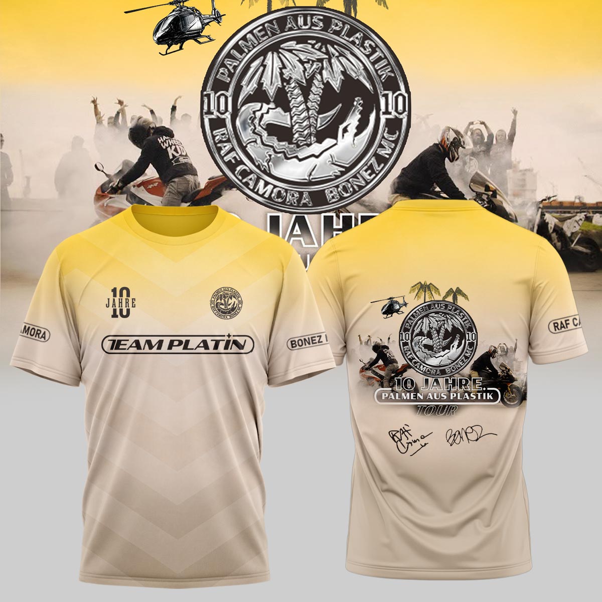 RAF Camora & Bonez MC “10 Jahre Palmen aus Plastik Tour” . Limited Edition Signature T shirt