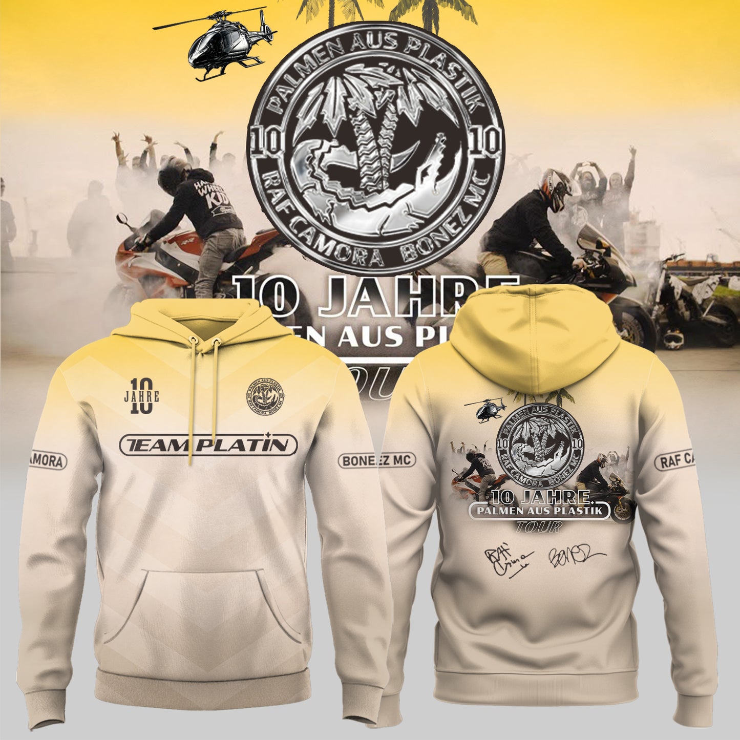 RAF Camora & Bonez MC “10 Jahre Palmen aus Plastik Tour” . Limited Edition Signature Hoodie