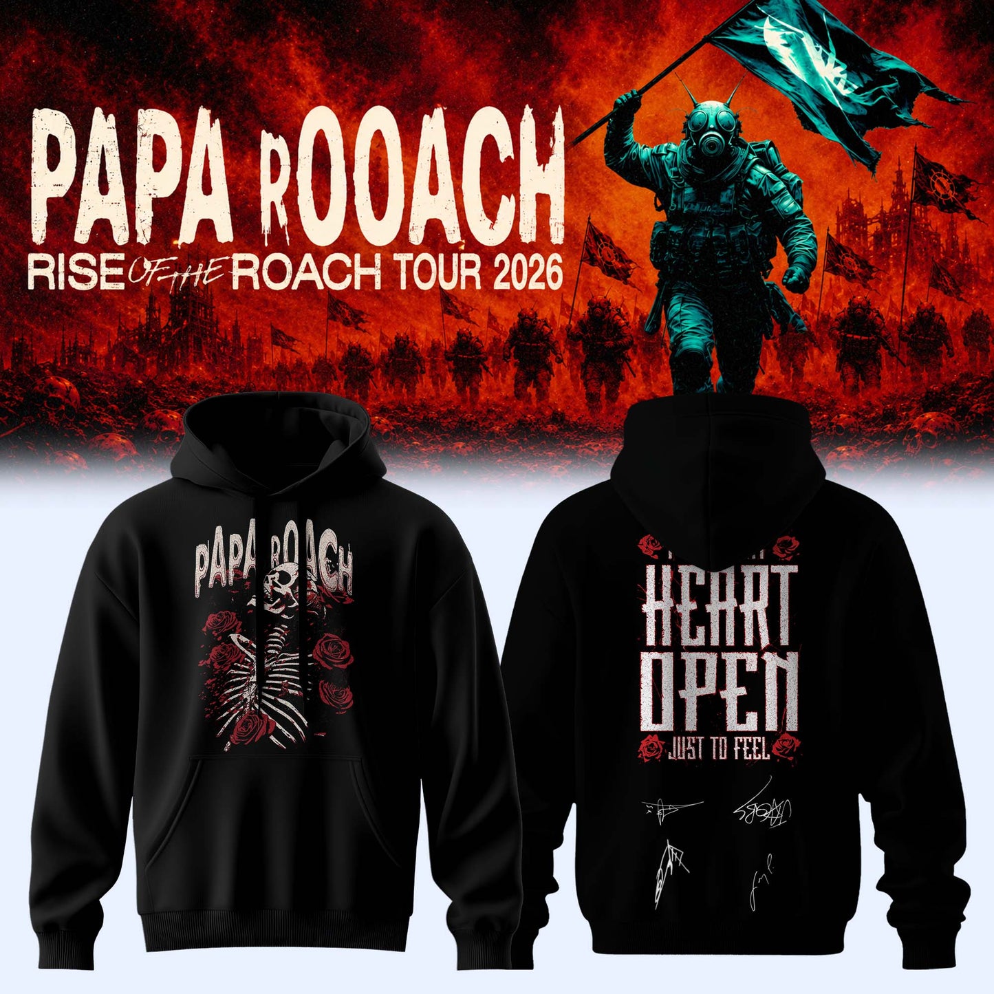 ,Papa Roach “Rise of the Roach World Tour 2026” Signature Limited Edition – Hoodie