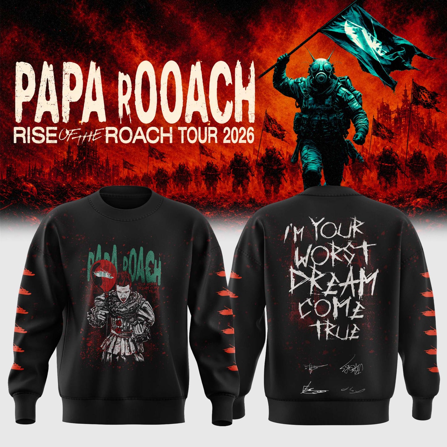 Papa Roach “Rise of the Roach World Tour 2026” Signature Limited Edition – Sweatshirt 2