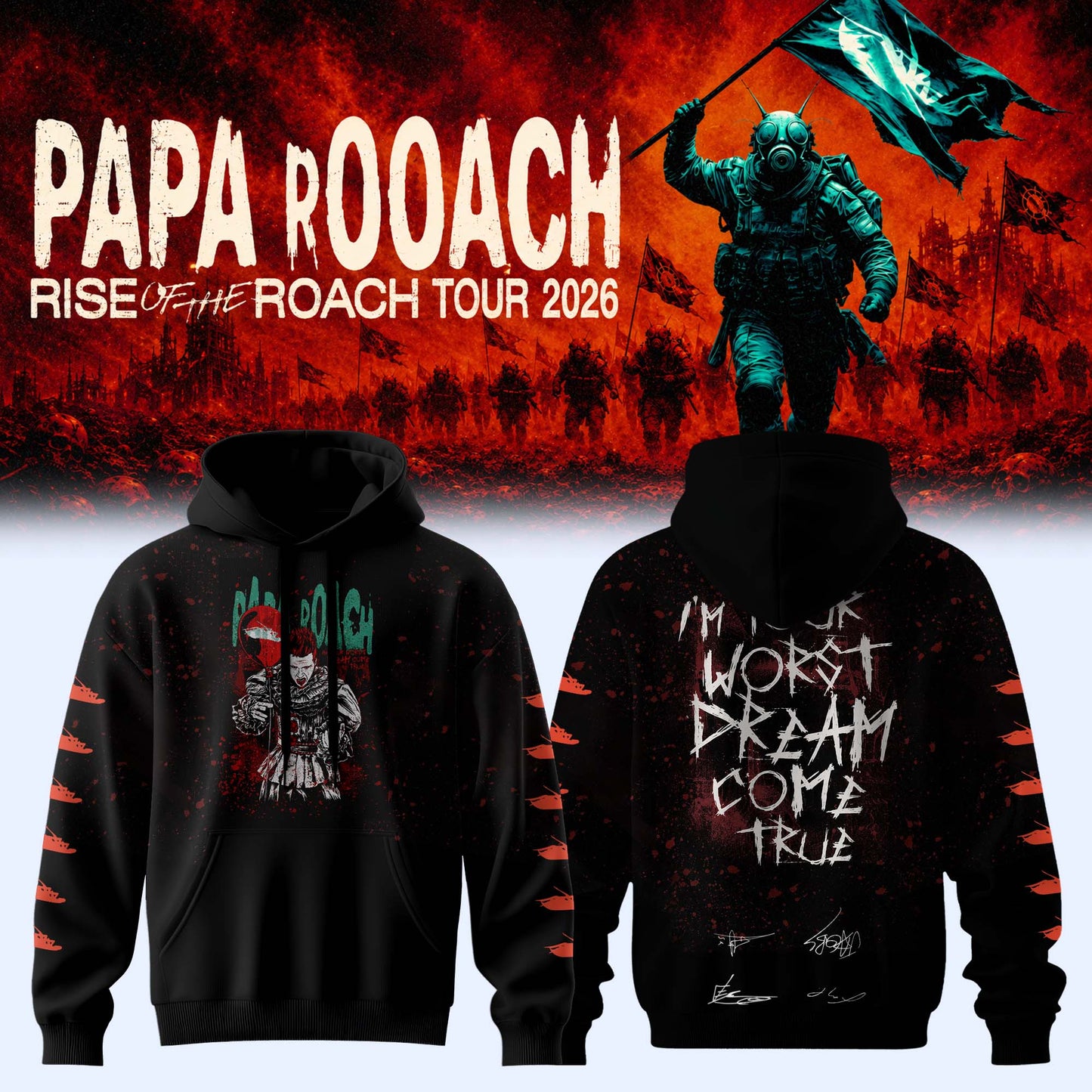 ,Papa Roach “Rise of the Roach World Tour 2026” Signature Limited Edition – Hoodie 5