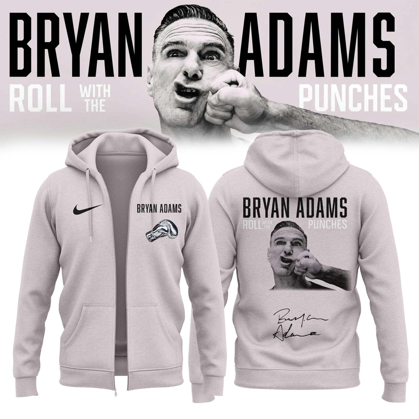 ,Bryan Adams “Roll With The Punches” Tour 2026 Limited Edition Signature – Zip Hoodie