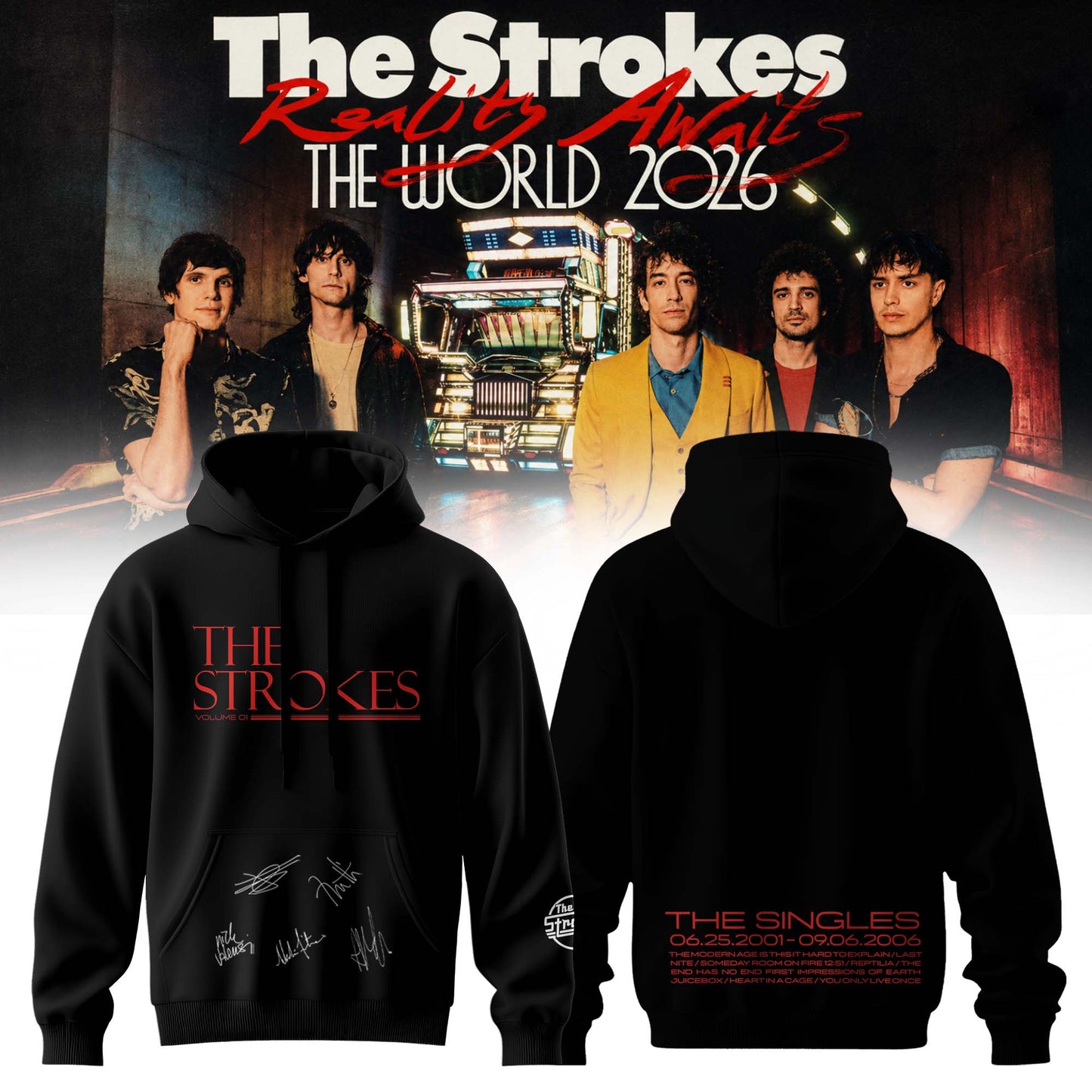 The Strokes “Reality Awaits Tour 2026” Signature Limited Edition – Hoodie