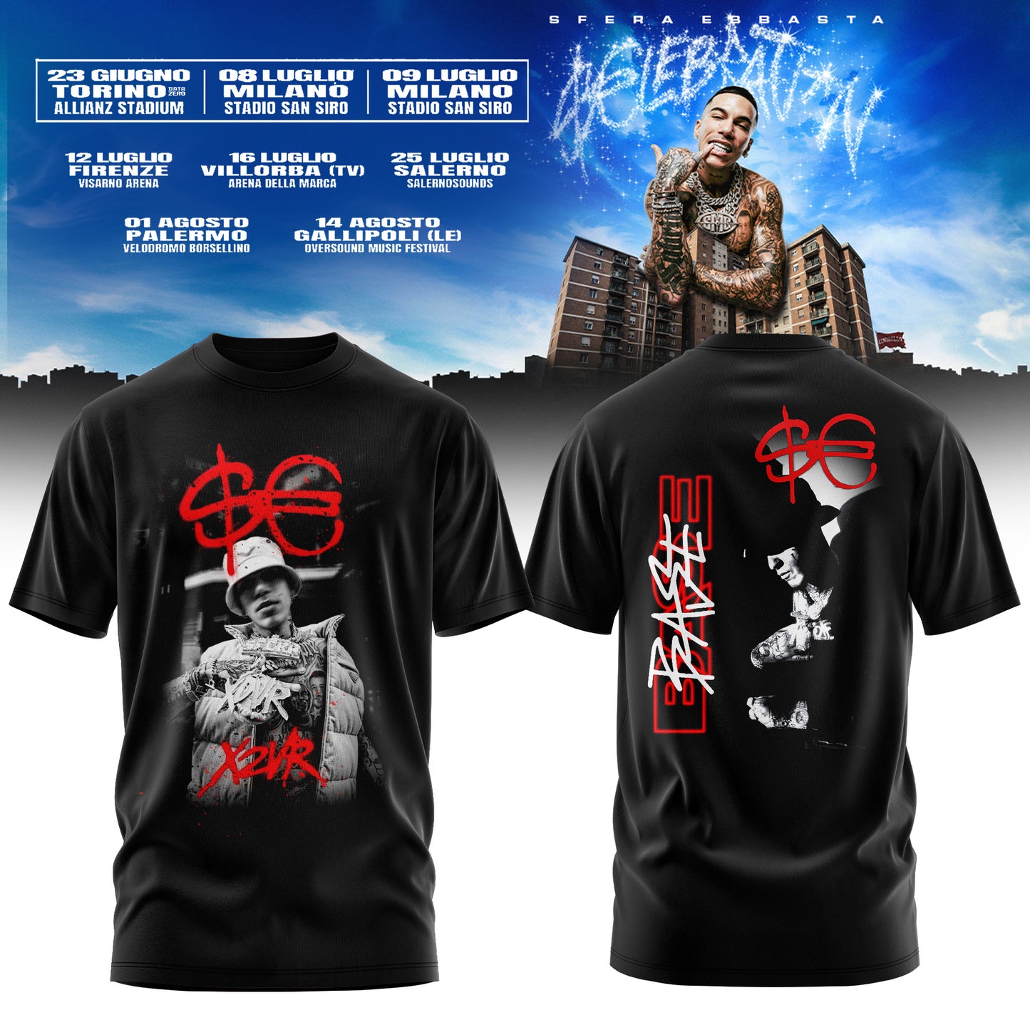 Sfera Ebbasta $€LEBRAT10N – Estate 2026 Tour T-Shirt 5