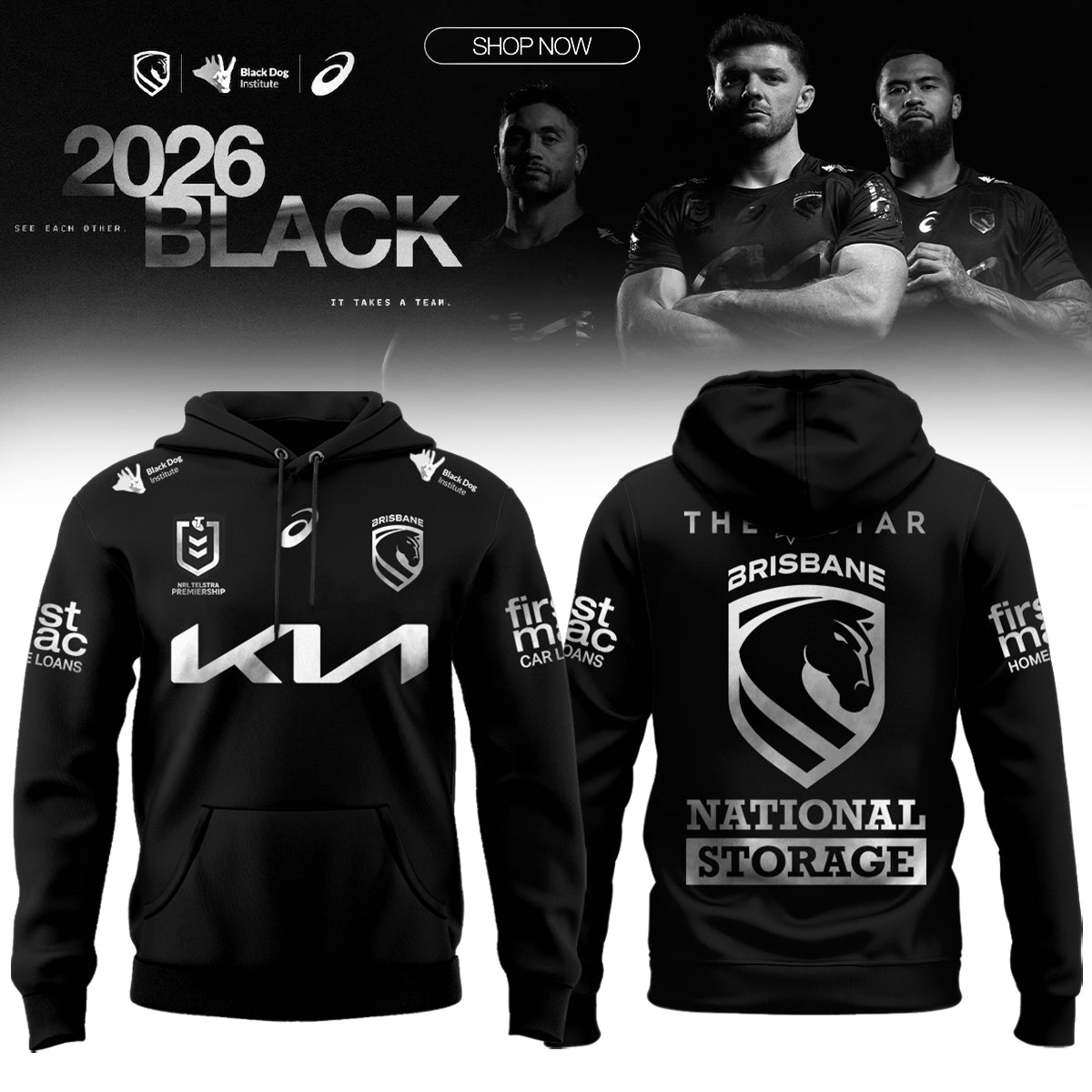 __,.Brisbane Broncos 2026 Black Hoodie