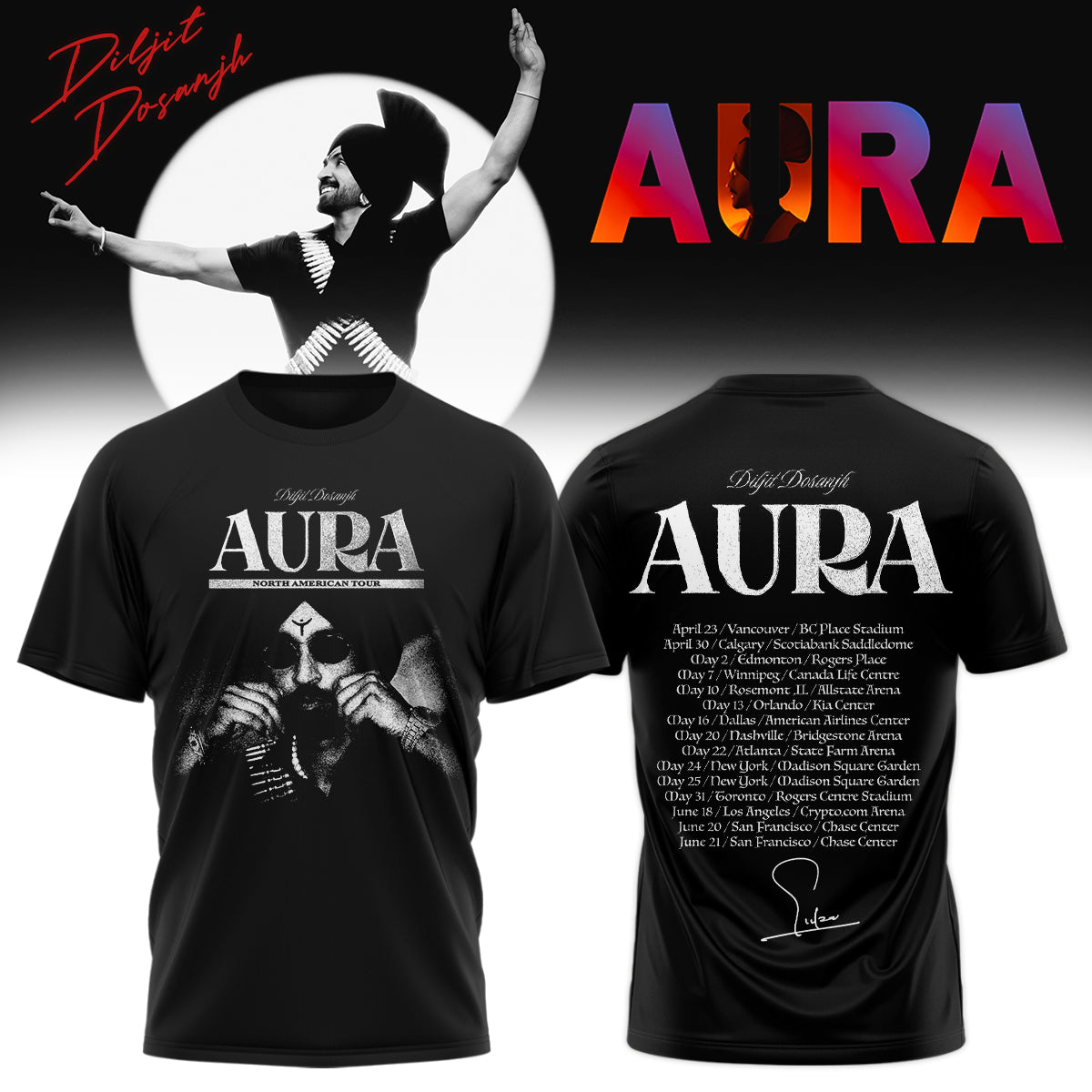 Diljit Dosanjh ”AURA World Tour” T-Shirt