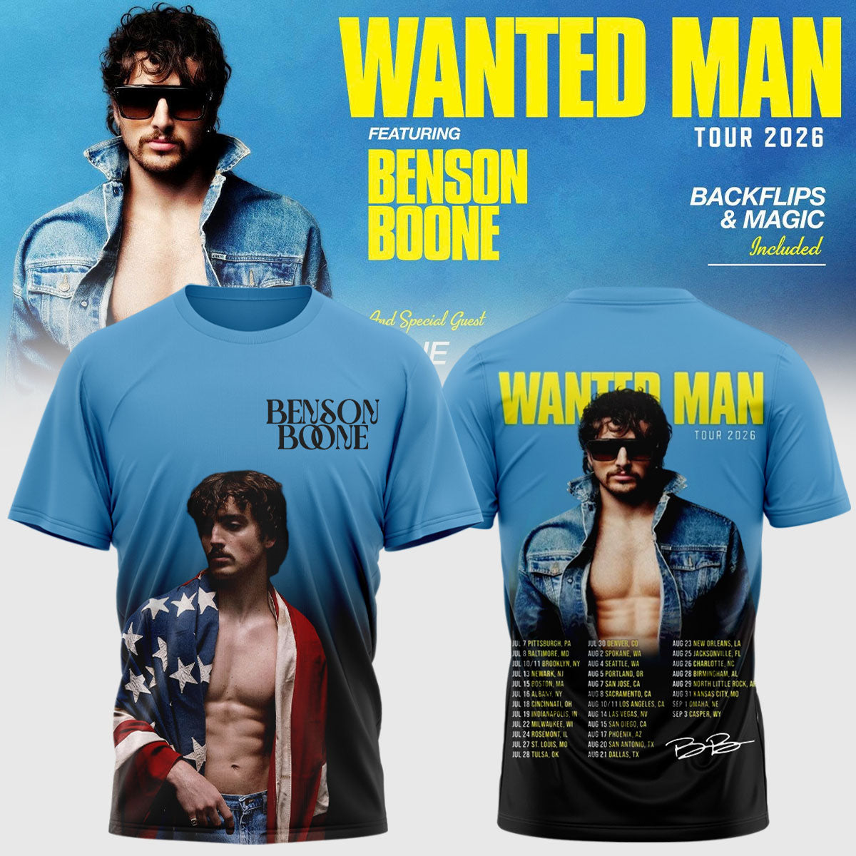 Benson Boone Wanted Man signed T-Shirt