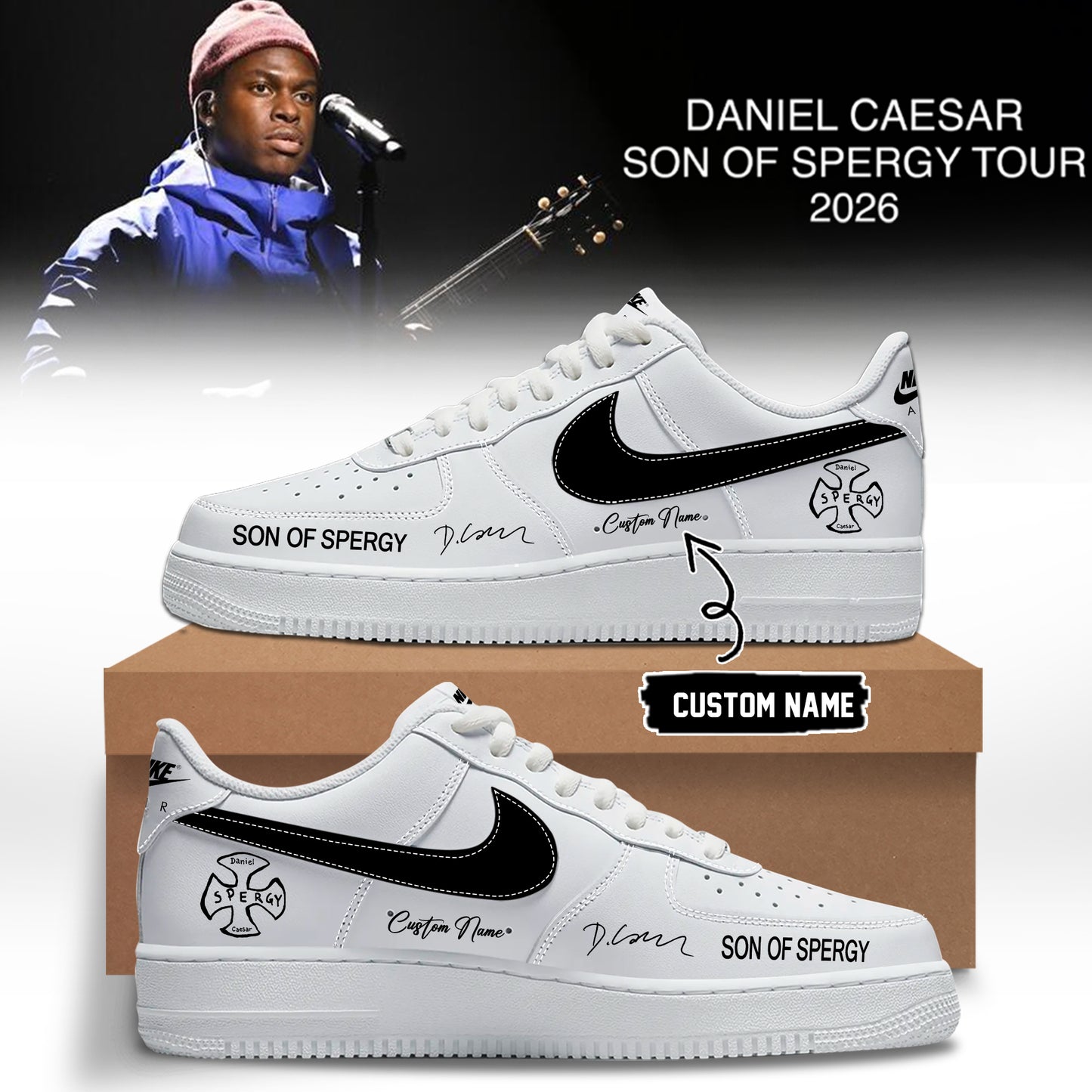 Daniel Caesar’s Son of Spergy Tour Signed Shoes 12