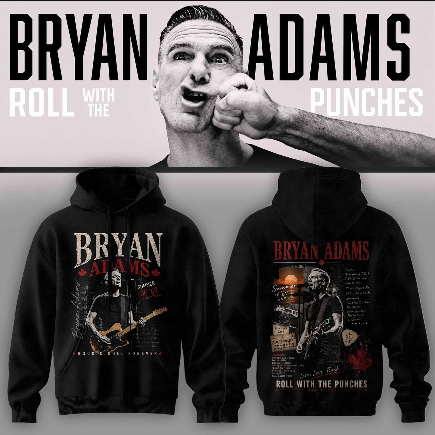 BRYAN ADAMS – ROLL WITH THE PUNCHES TOUR HOODIE 4