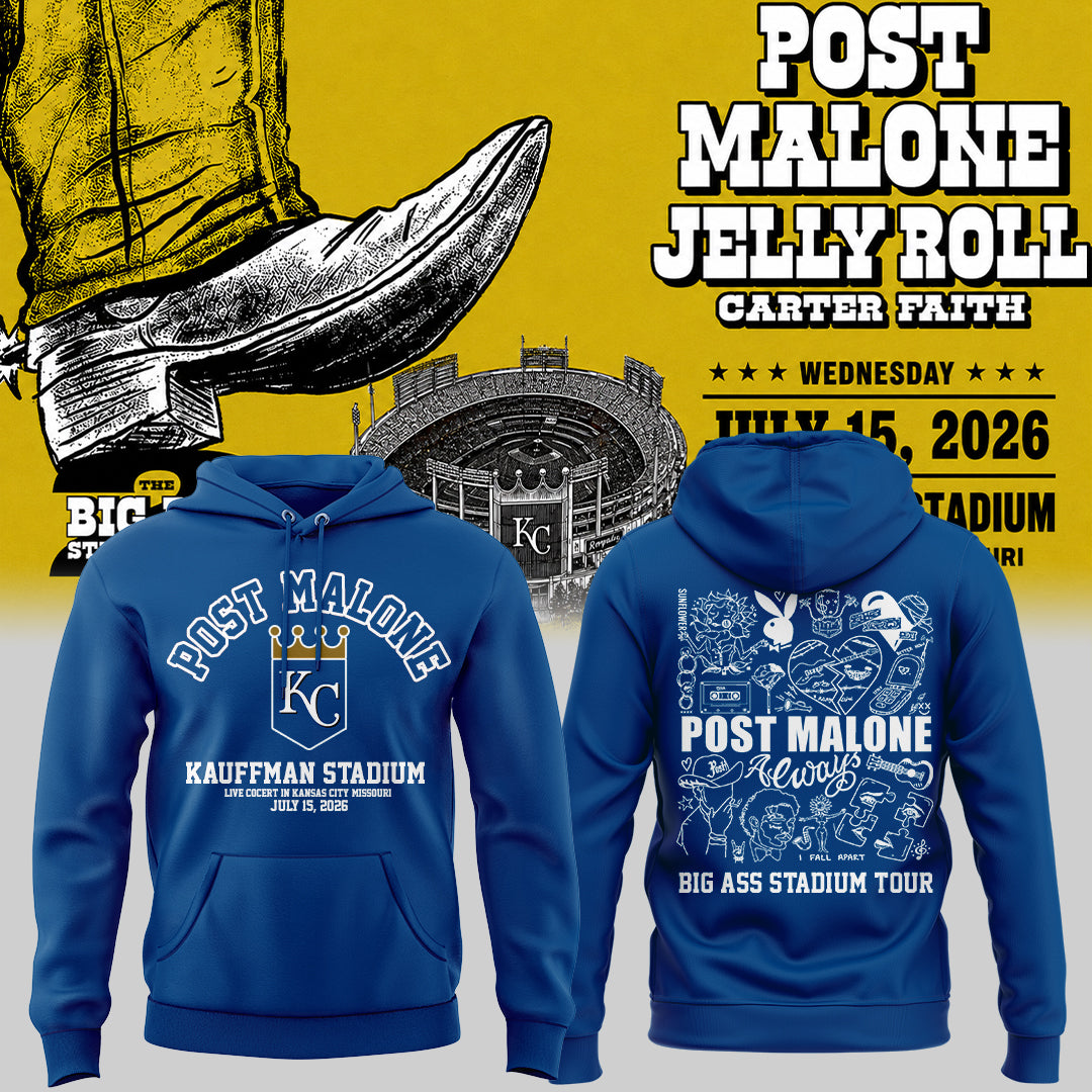 Post Malone x Kansas City Royals - Limited Edition Big Ass Stadium Tour At Kauffman Stadium Hoodie 1