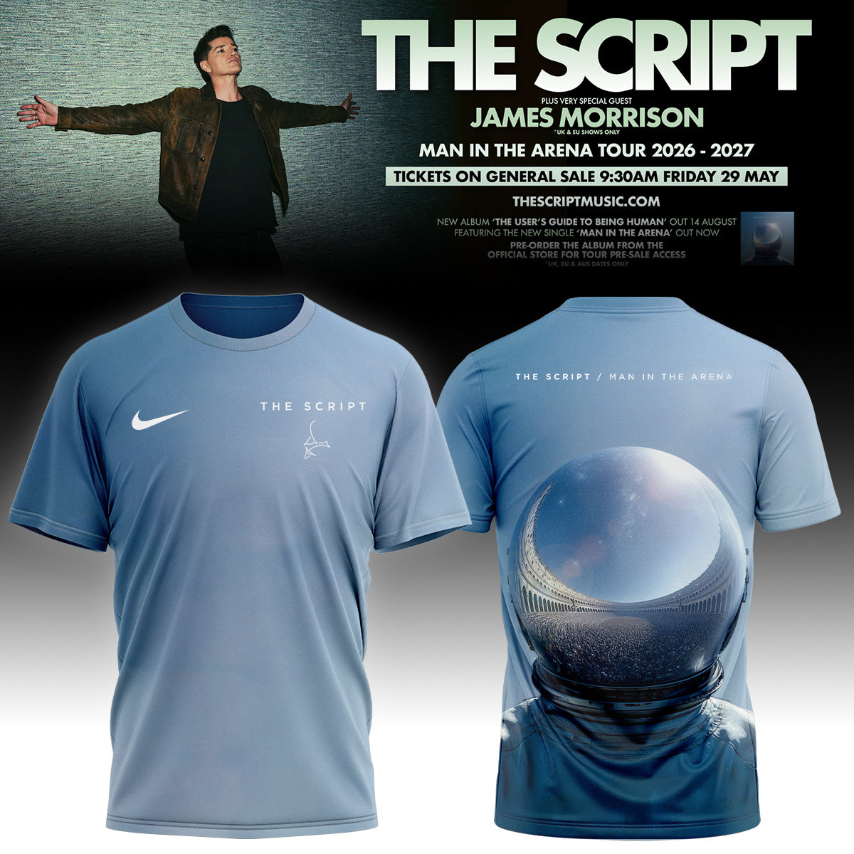 The Script ”Man In The Arena” Tour Limited Edition Signature – T-shirt