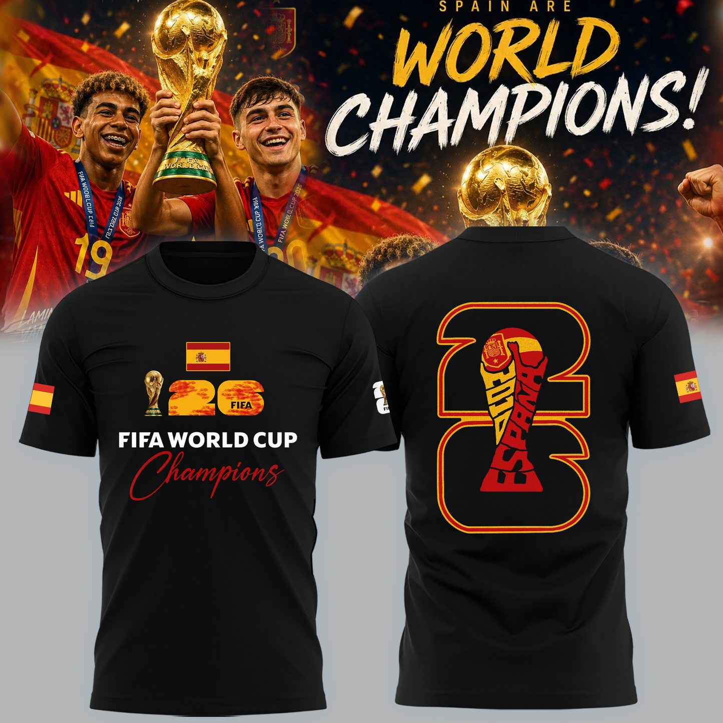 Limited Edition Spain National Football Team 2026 World Cup Champions Shirt 4