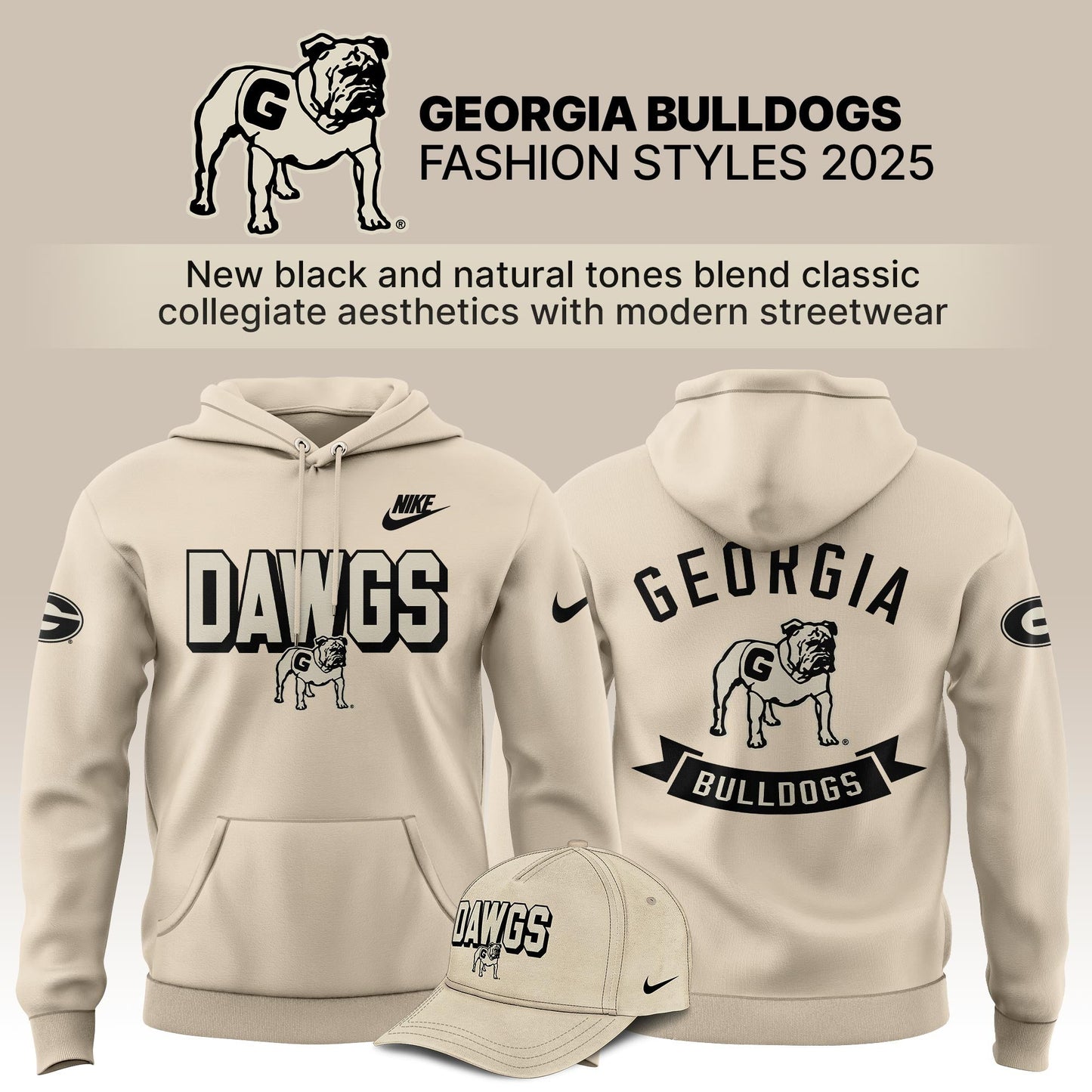 Georgia Bulldogs Bold Fashion 2025 Limited Edition Hoodie - Natural