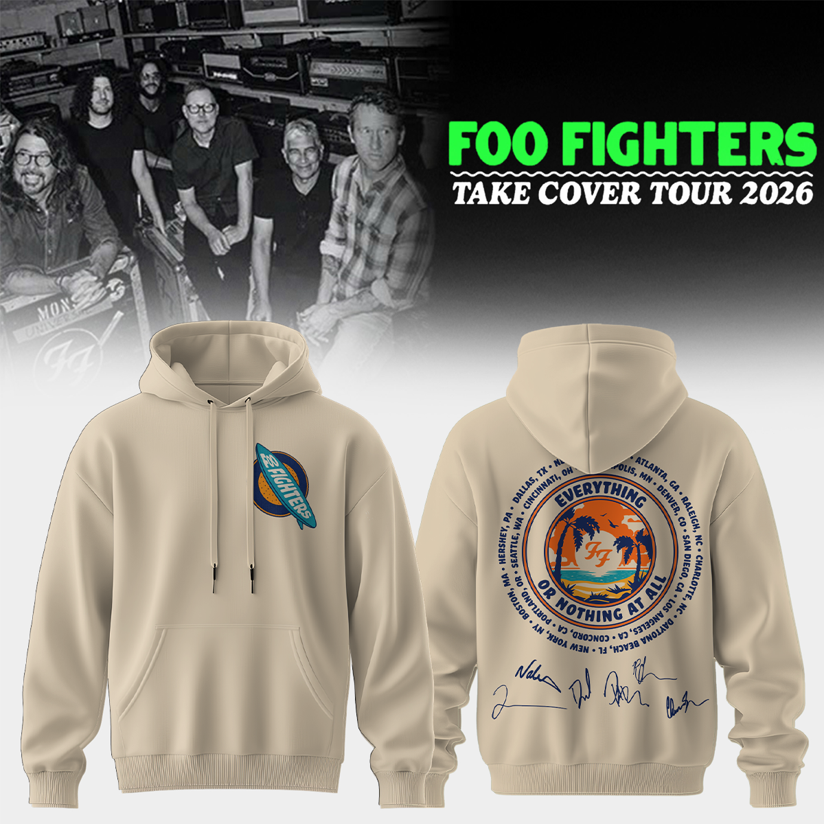 ..Foo Fighters ”Take Cover Tour 2026” Limited Edition Signature - Hoodie