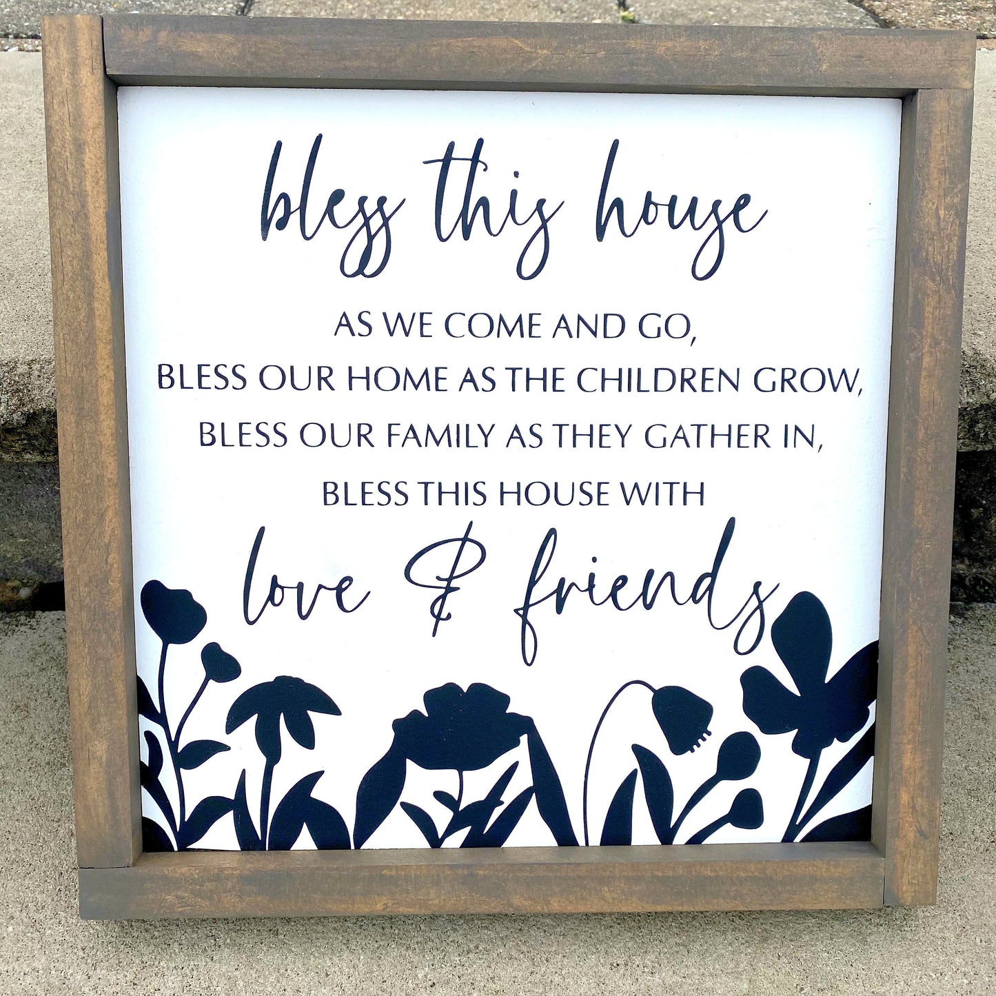 Bless This House Wood Sign, Farmhouse Decor, Housewarming Gift, Flowered Sign, Bless Our Home, Rustic Wood Sign