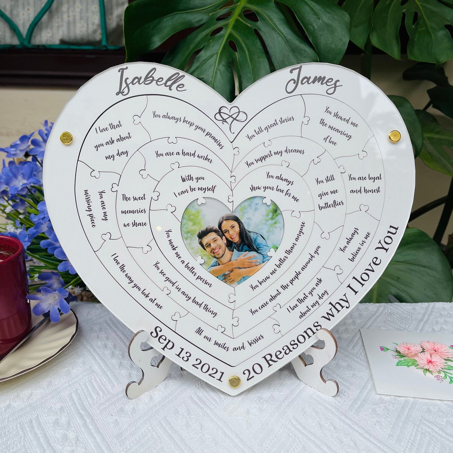 Reasons Why I Love You, Personalized Wooden Puzzle Anniversary Gift for Boyfriend Girlfriend, Birthday Gift for Her Him, Valentines Day Gift