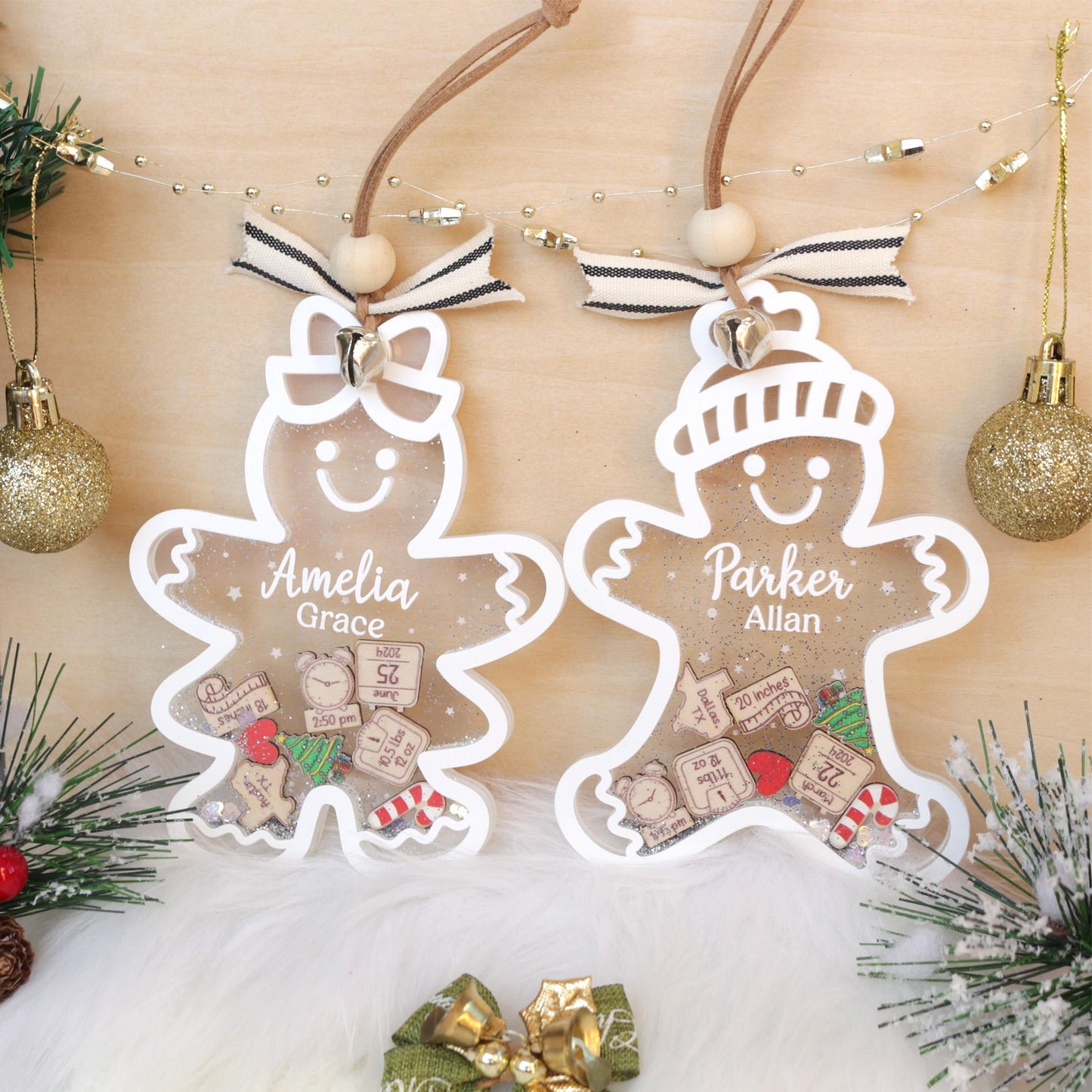 Personalized Baby First Christmas Ornament, Baby 1st Christmas Ornament, Cute Gingerbread Shake Baby Ornament, Newborn Gift, Christmas Decor