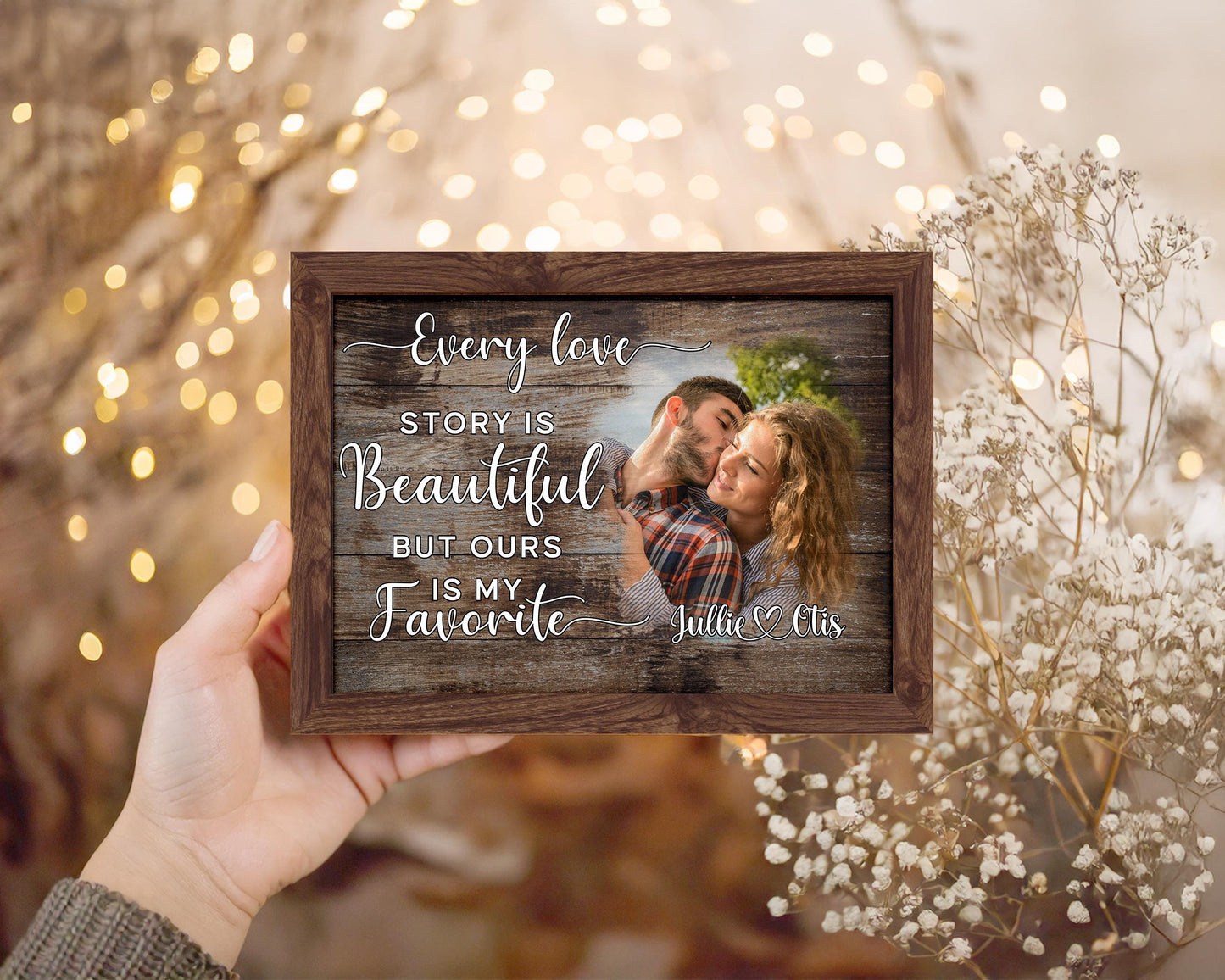 Custom Wood Photo Frame,Couple Picture Frame,Engagement Gift,Anniversary,Wedding Gift for Couple, Rustic Decor,Photo on Wood,Gift Her Him