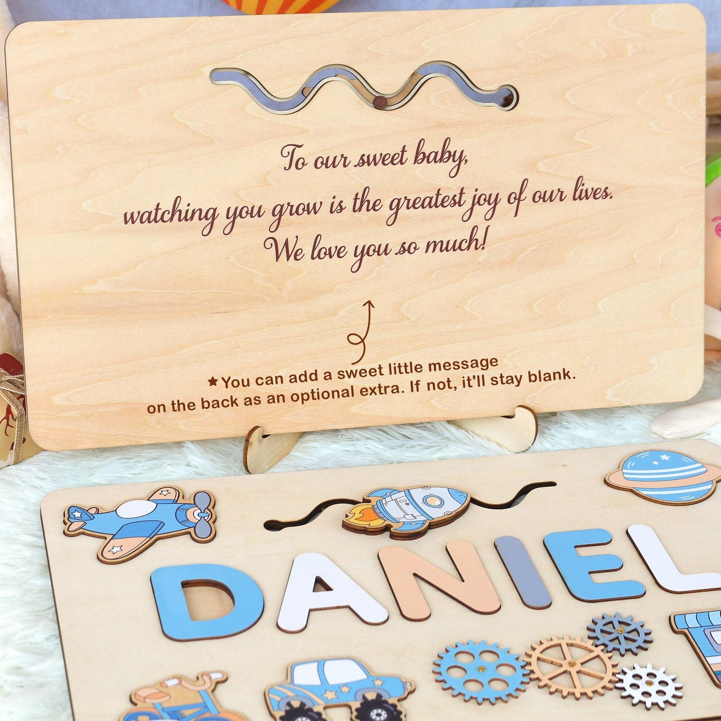 Montessori Busy Board | Personalized Birthday Gift | 1st Birthday Baby Boy Gifts Puzzle Sensory Wooden Toys First Christmas Gift for Kids