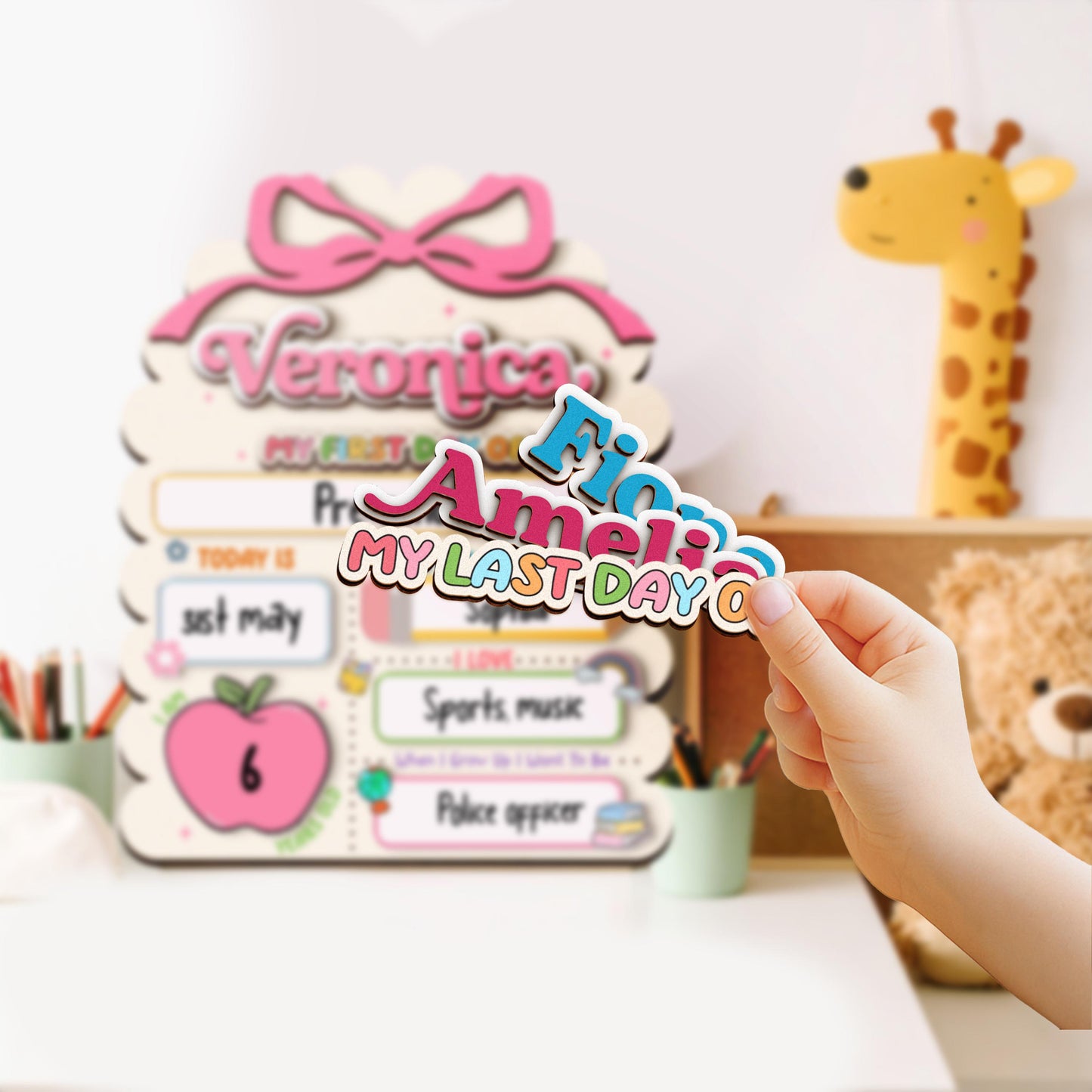 Personalized First Day School Sign,Back to School,Preschool,Kindergarten 1st Day of School Sign Reusable,First Day of School Board,Name Sign