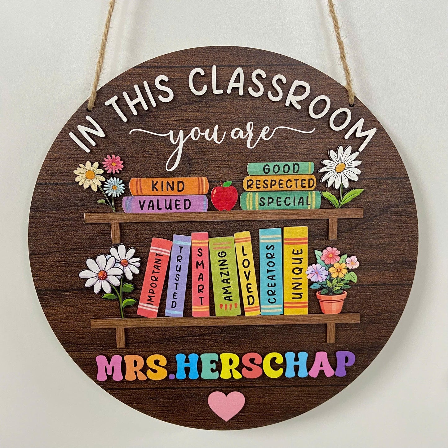 Customized Teacher 3D Door Sign, Teacher Door Hanger, Classroom Welcome Sign, Classroom Decor, Custom Teacher Name Sign, Teacher Wooden Sign