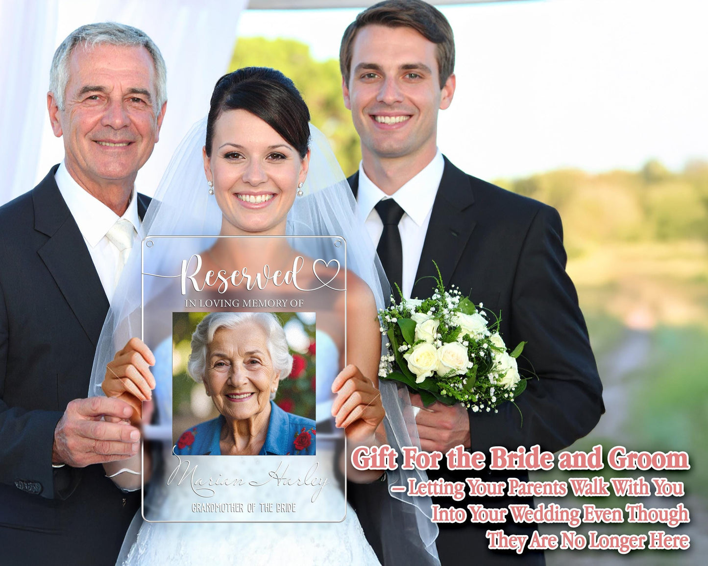 Reserved Memorial Sign,Wedding Memorial Chair Sign Hanging,Custom Memorial Plaque,In Loving Memory,Wedding Decor,Sympathy Gift,Remembrance