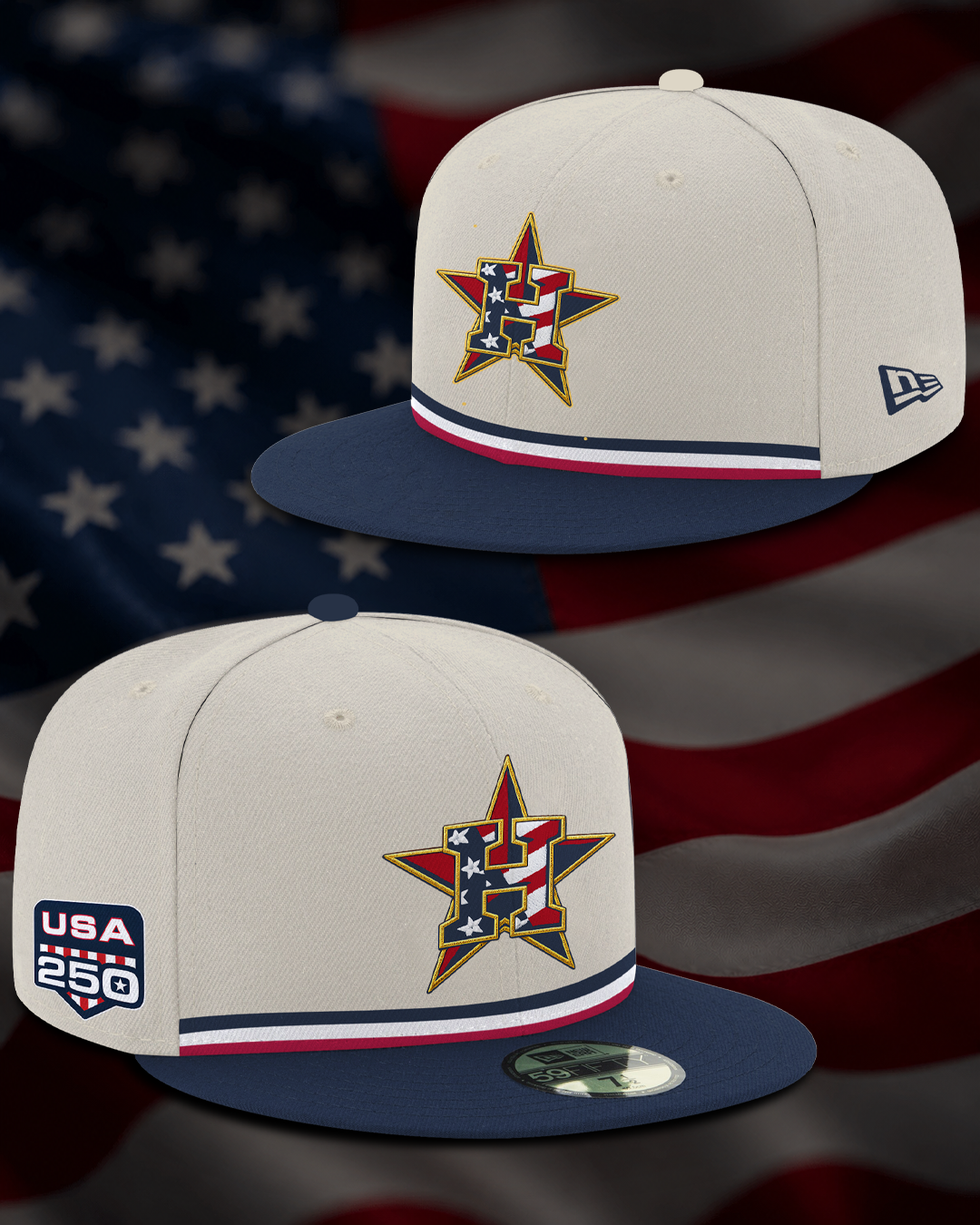 Houston Astros USA 250 Jersey - White- Custom Name and Number