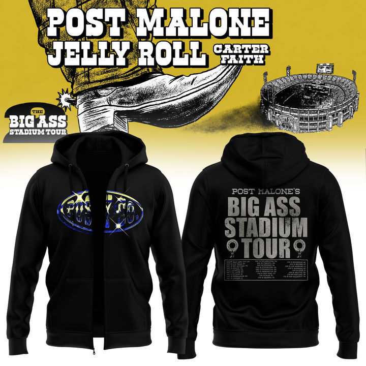 Exclusive Edition Zip Hoodie THE BIG ASS Stadium Tour Part 2 - Post Malone Zip Hoodie