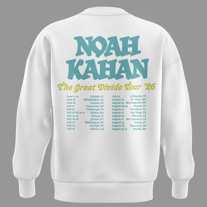 Exclusive Version "I went off my meds at" Noah Kahan The Great Divide Tour White Sweat