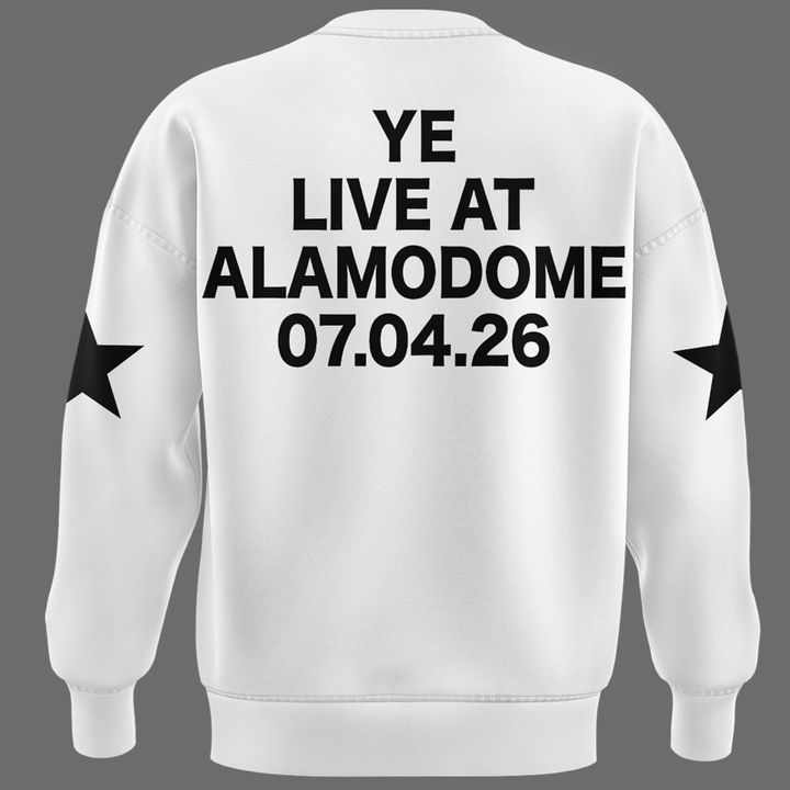 San Antonio white SWEATSHIRT -2026 Ye Live Concert Tour Alamodome Stadium