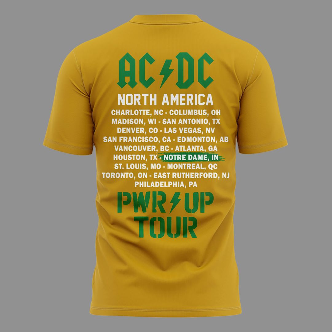 Exclusive Tshirt AC/DC x Notre Dame Football - Power Up Tour 2026 T-Shirt
