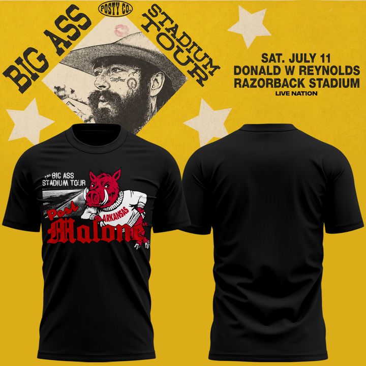 Post Malone x Arkansas Razorbacks - Limited Edition Big Ass Stadium Tour At Razorback Stadium Shirt 4
