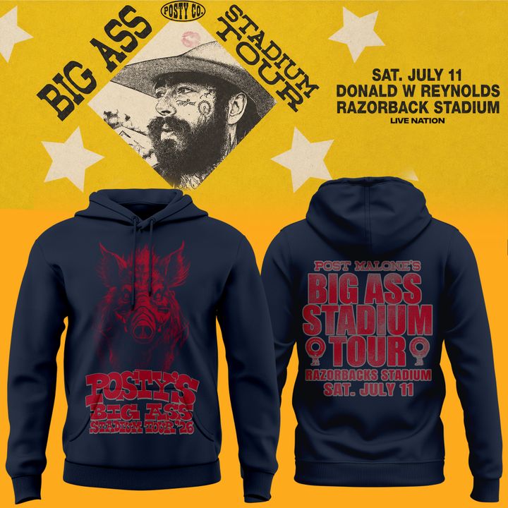 Post Malone x Arkansas Razorbacks - Limited Edition Big Ass Stadium Tour At Razorback Stadium Hoodie 1
