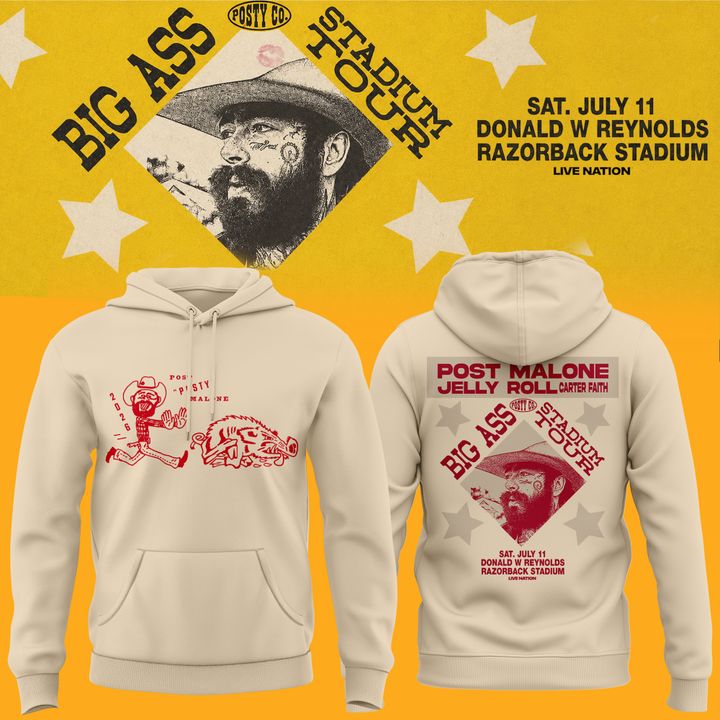 Post Malone x Arkansas Razorbacks - Limited Edition Big Ass Stadium Tour At Razorback Stadium Hoodie 4