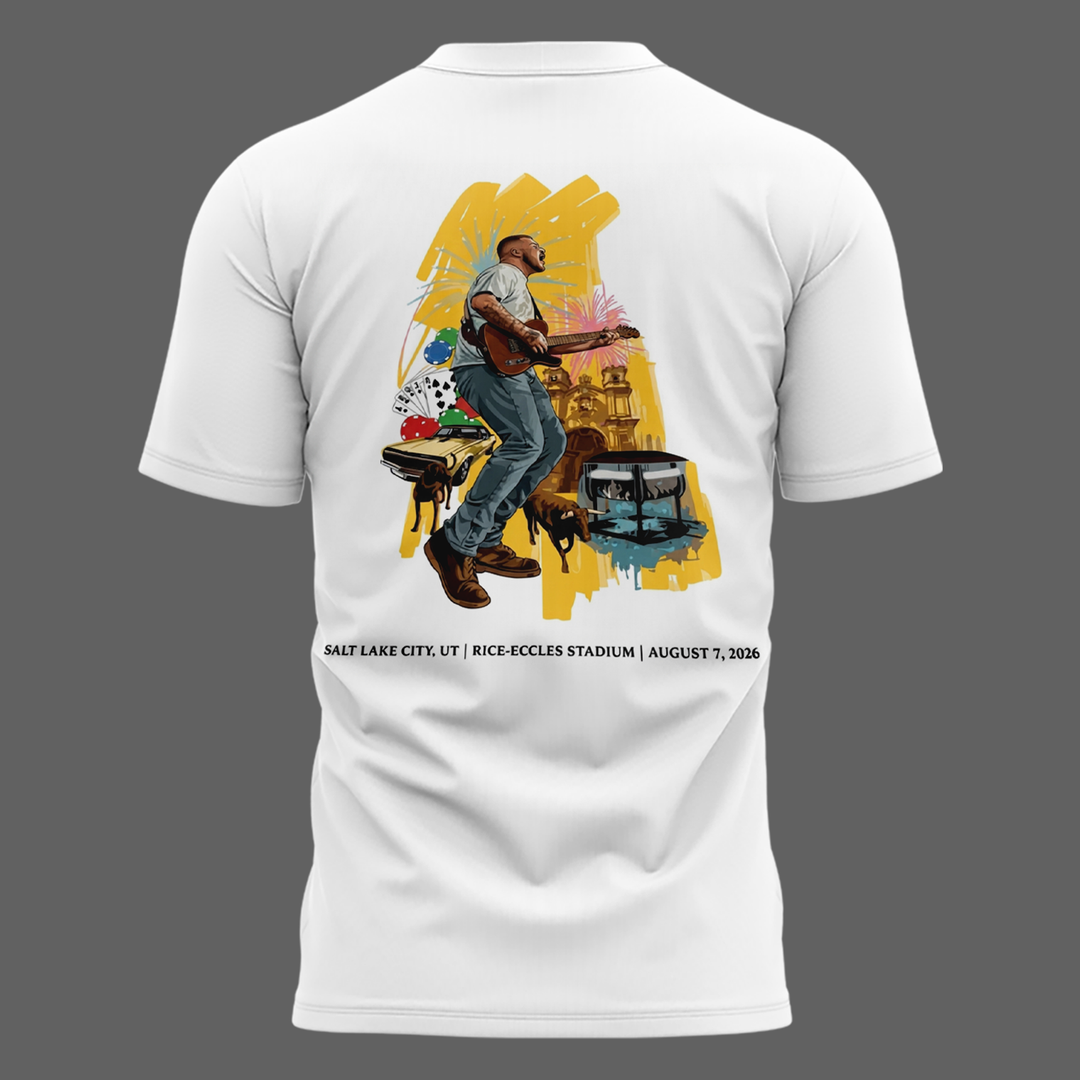 Exclusive Version Utah Utes Football x Zach Bryan White T-Shirt 2026
