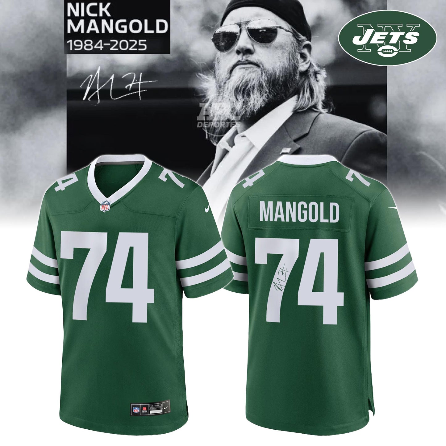 Nick Mangold In Memory Legend Jersey 1984 2025 Green