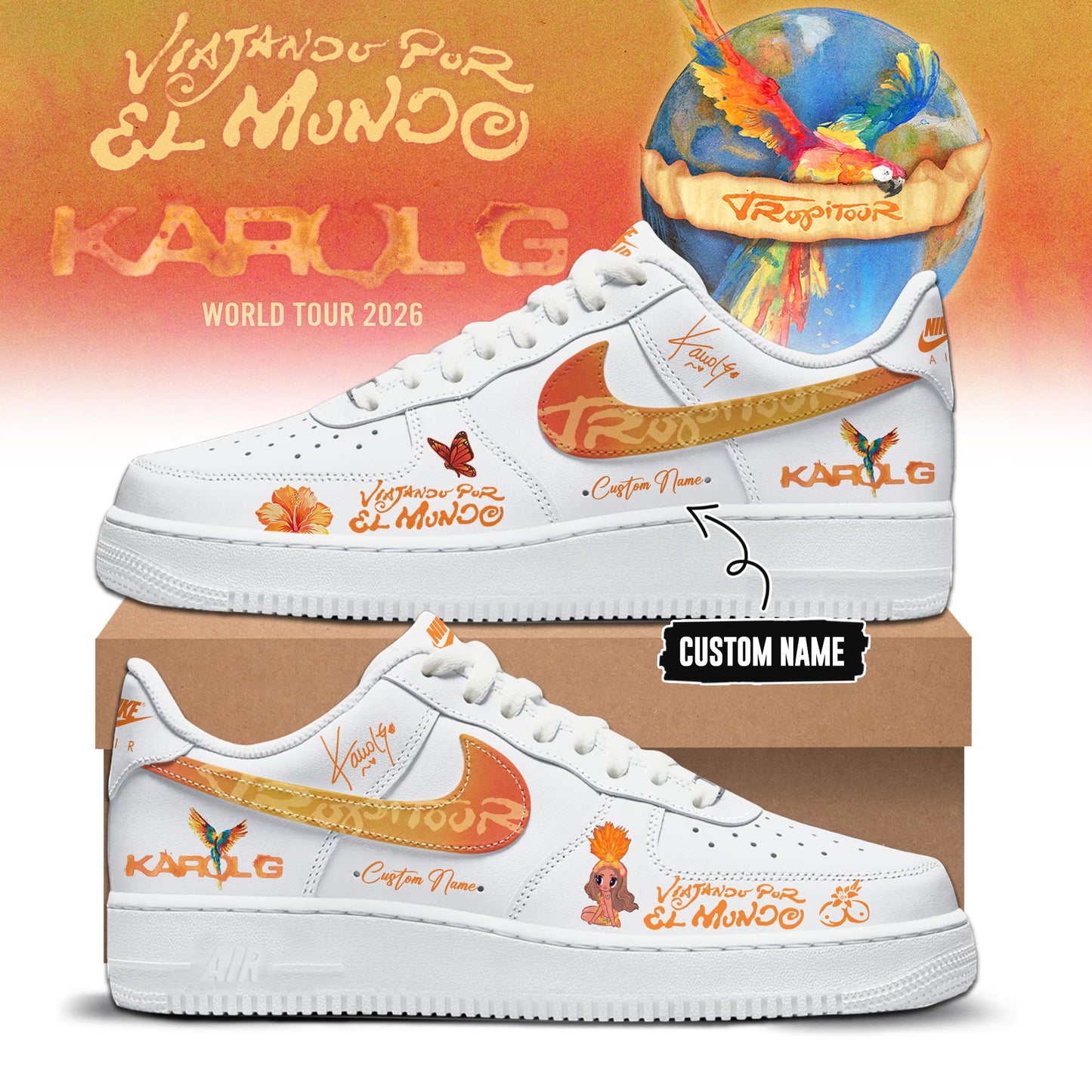 Karol G – Viajando Por El Mundo Tropitour 2026 Limited Edition AF1 Sneakers 1