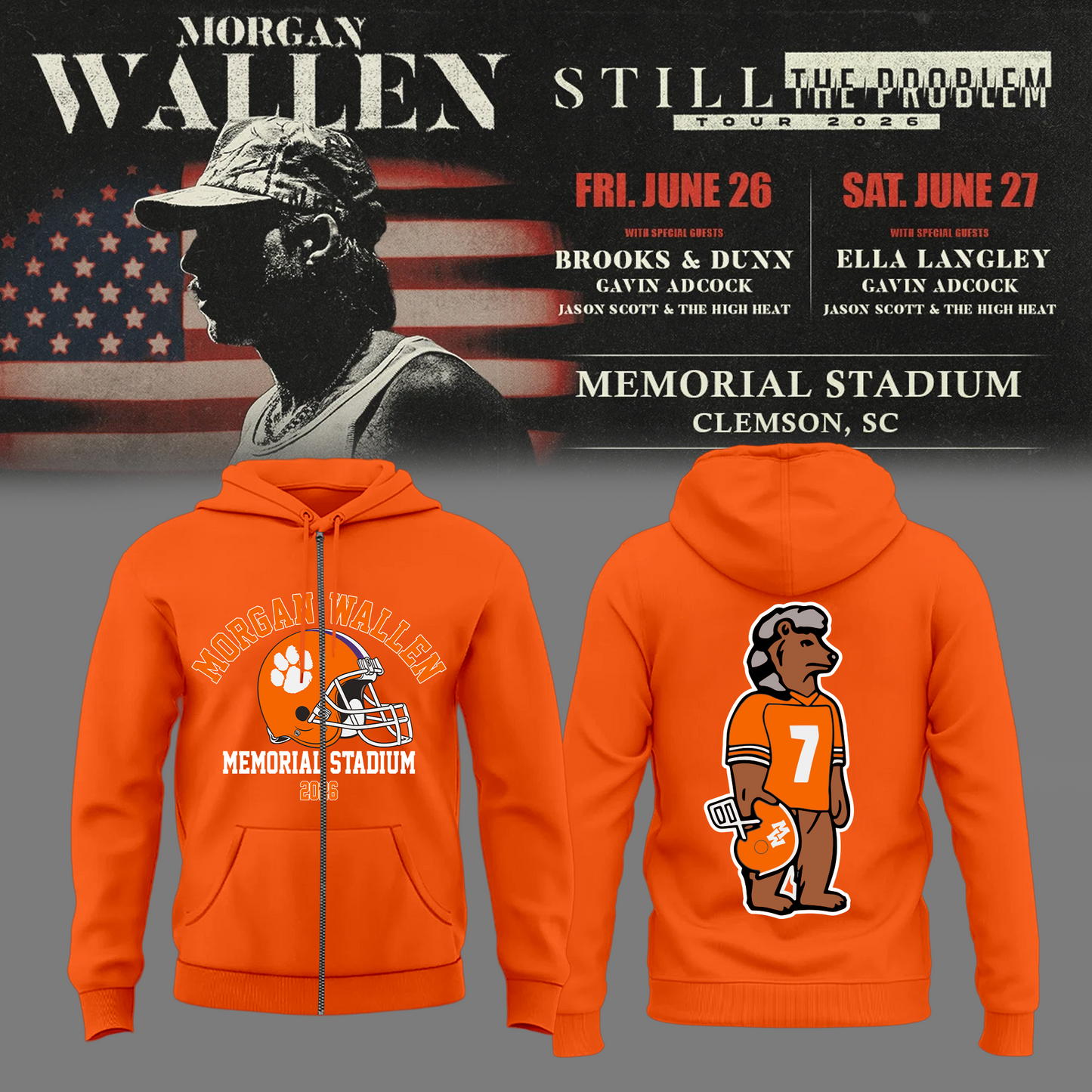 MW x The Clemson Takeover Zip Hoodie Limited Tour Drop