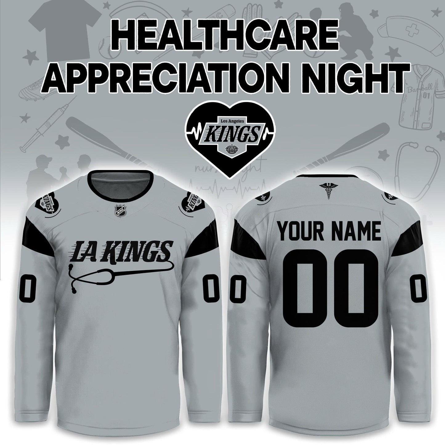 2026 Los Angeles Kings Healthcare Appreciation Night Hockey Limited Edition Jersey, Jogger And Cap Outfit