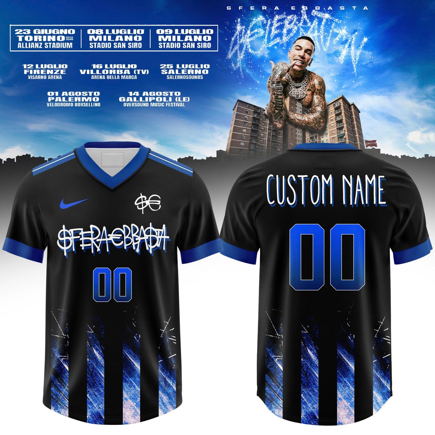 Football Jersey “€LEBRATION” Sfera Ebbasta Tour 2026 Customize